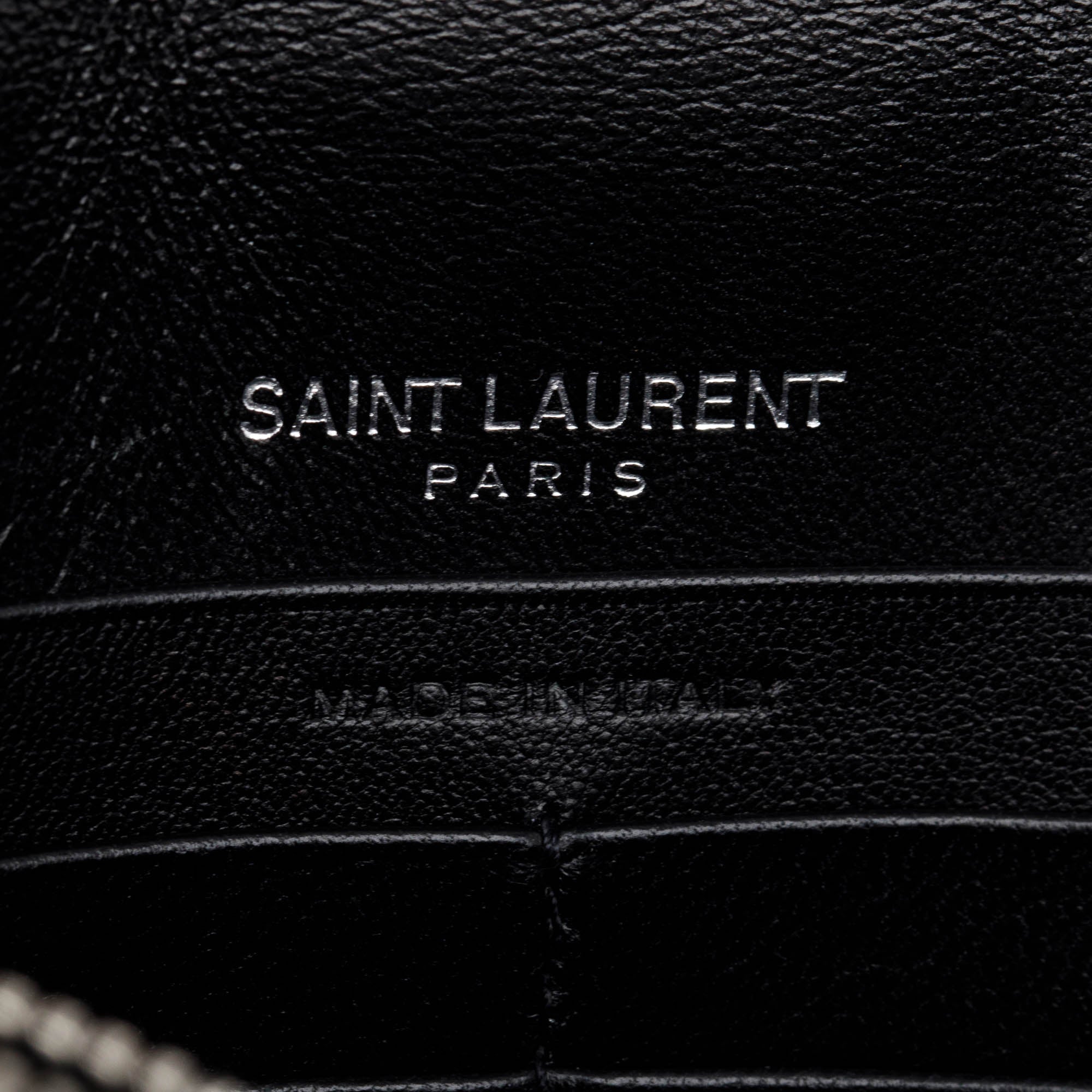Saint Laurent Black Croc-Embossed Leather Small Kate Tassel Bag w/ Box & Reciept
