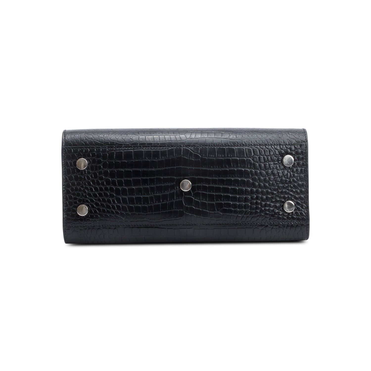 Saint Laurent Black Crocodile Embossed Leather Baby Sac De Jour w/ Strap & Pouch