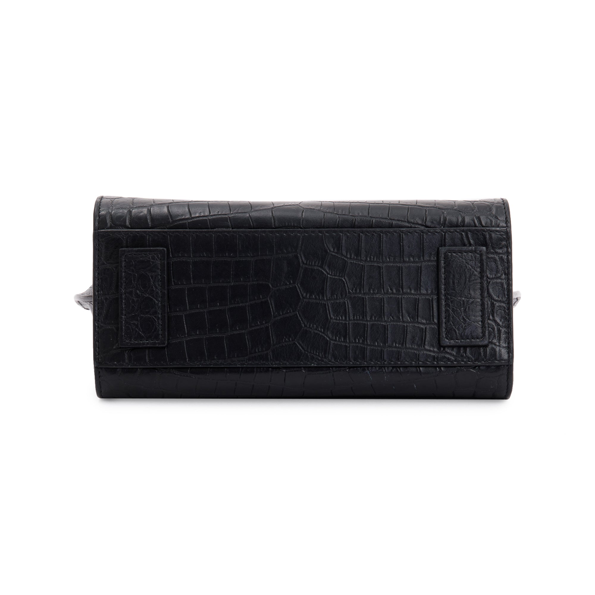 Saint Laurent Black Crocodile Embossed Leather Nano Sac De Jour w/ Strap