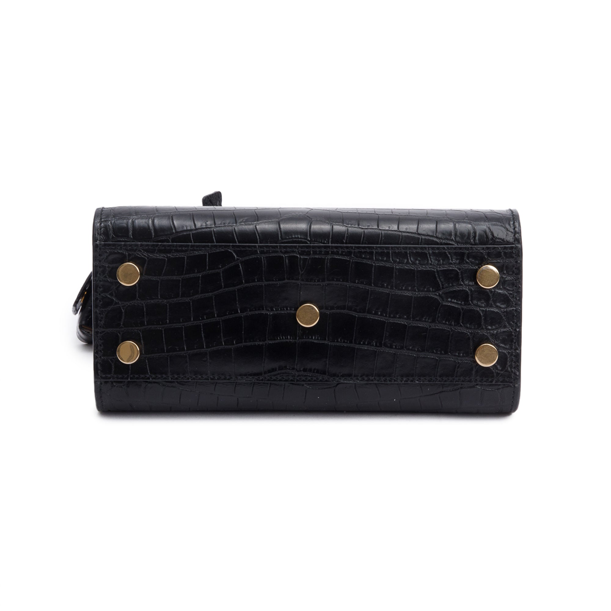 Saint Laurent Black Crocodile Embossed Leather Nano Sac De Jour w/ Strap