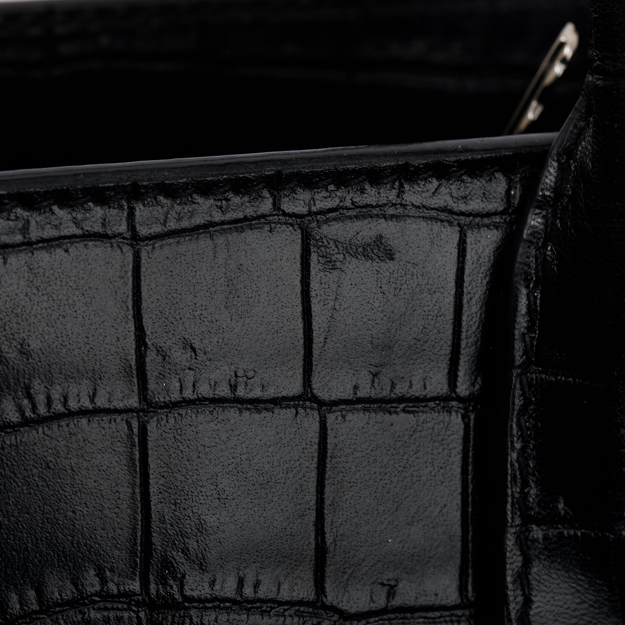 Saint Laurent Black Crocodile Embossed Leather Nano Sac De Jour w/ Strap