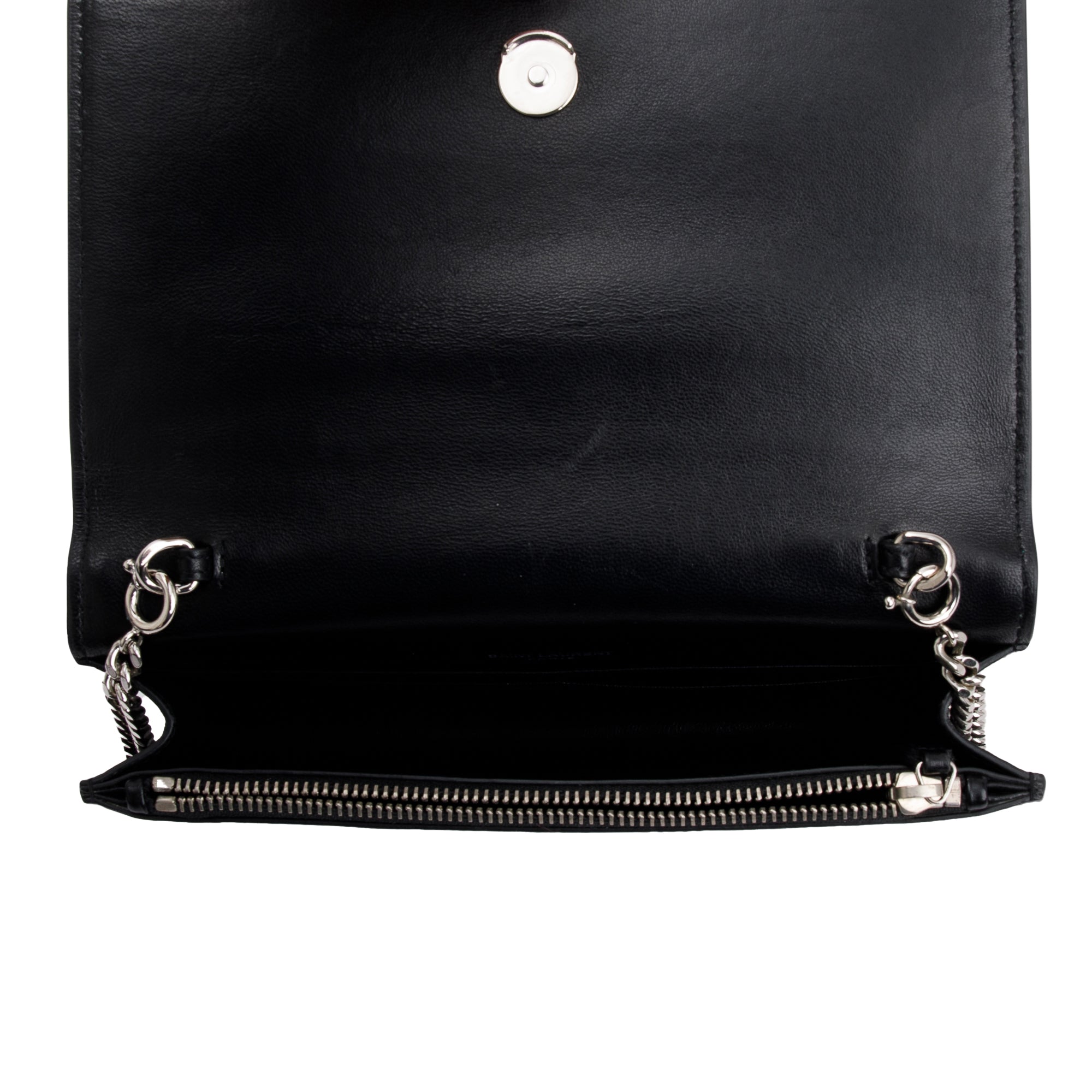 Saint Laurent Black Crocodile-Embossed Leather Small Classic Monogram Kate Tassel Chain Bag w/ Box