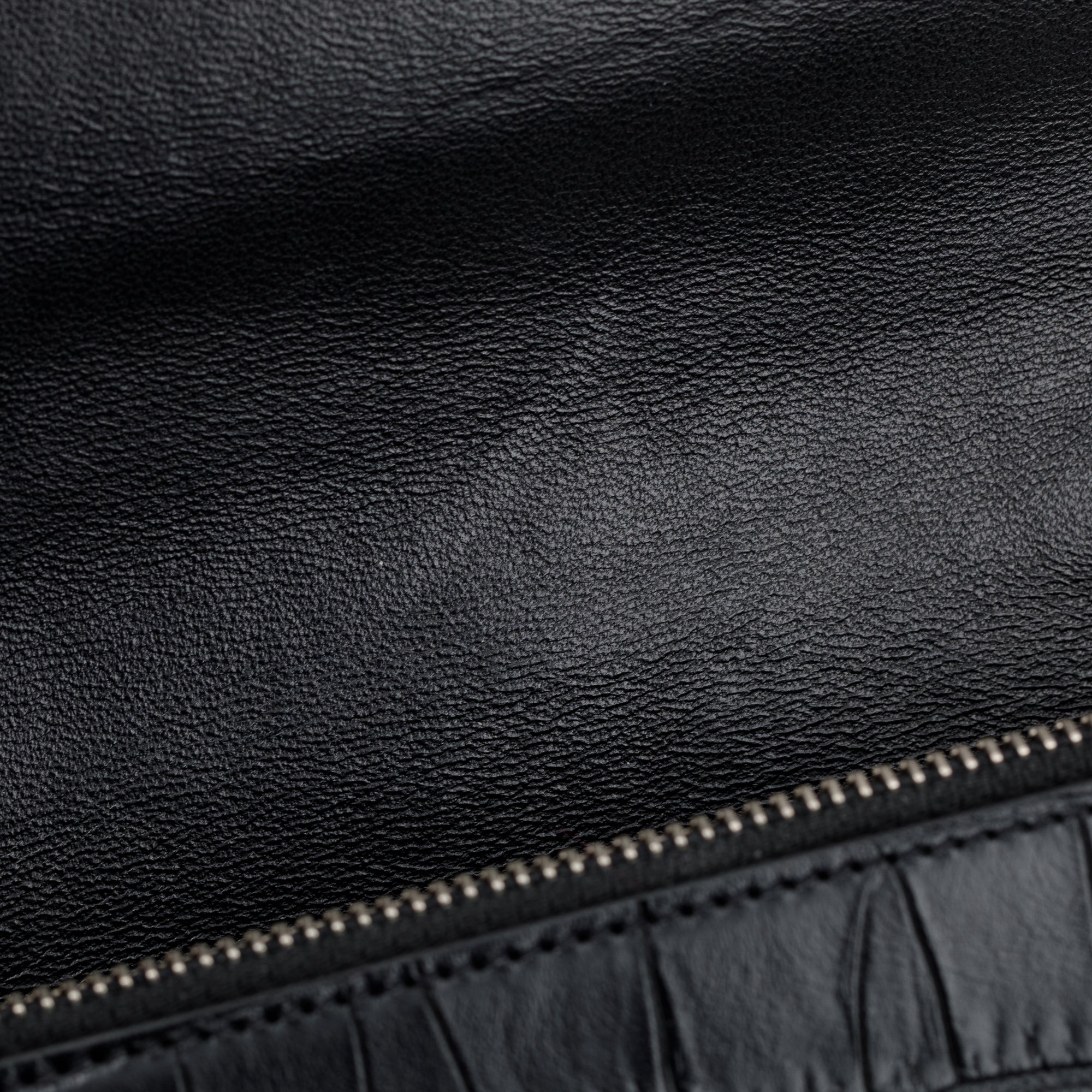 Saint Laurent Black Crocodile-Embossed Leather Small Classic Monogram Kate Tassel Chain Bag w/ Box