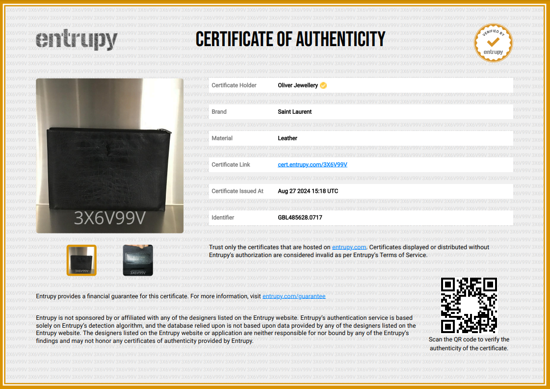 Saint Laurent Black Crocodile Embossed Monogram Document Holder w/ Box