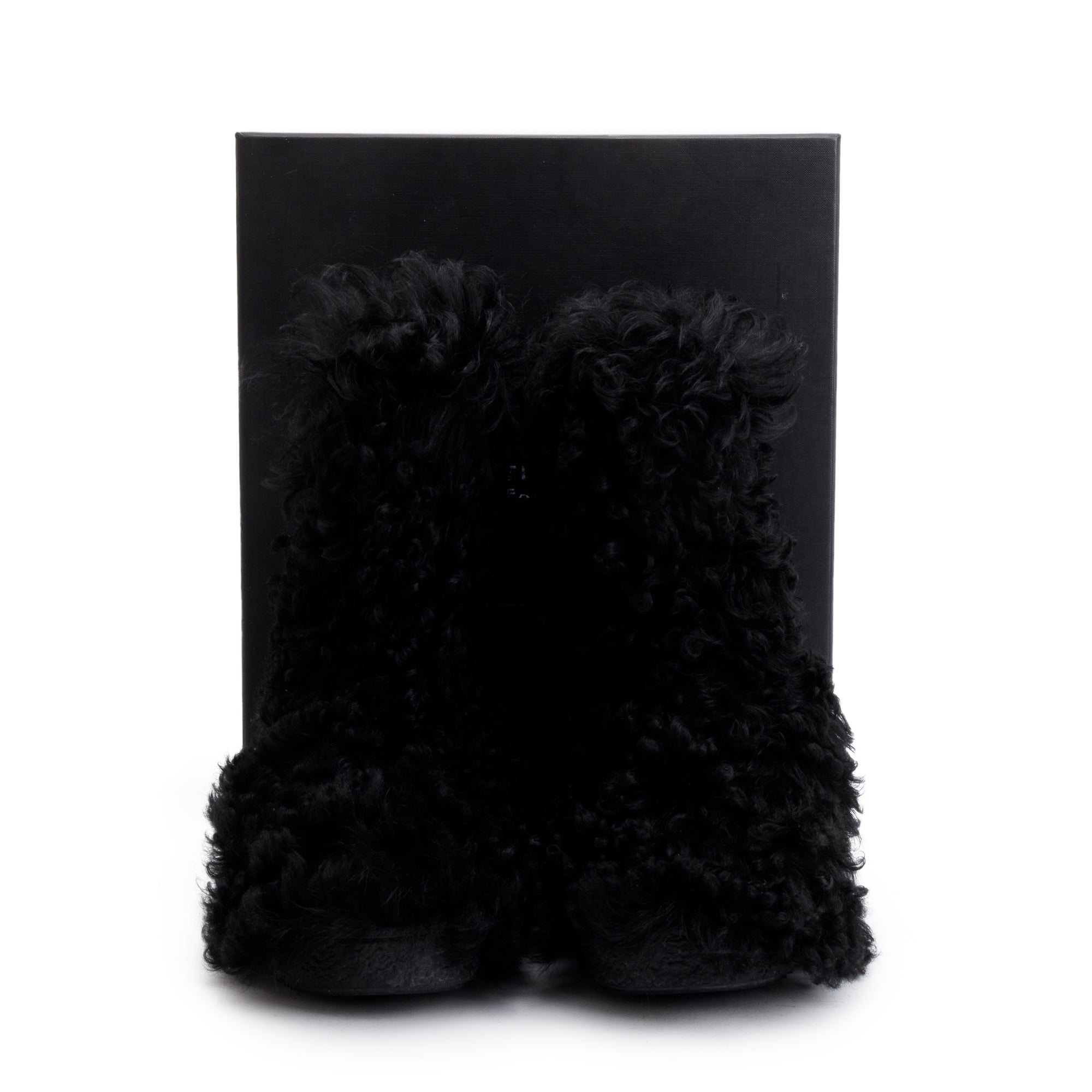 Saint Laurent Black Furry Boots, Size 42 w/ Box