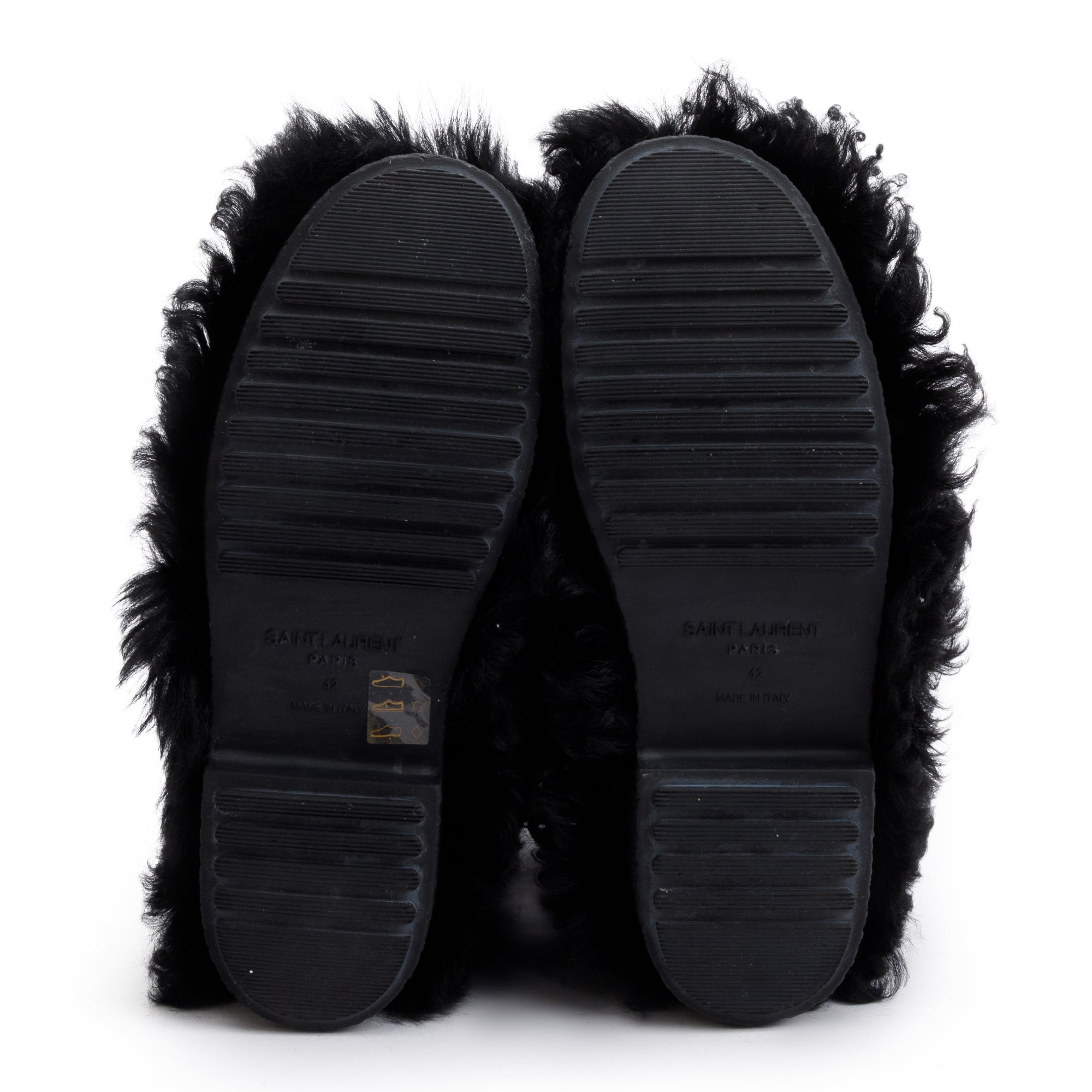 Saint Laurent Black Furry Boots, Size 42 w/ Box