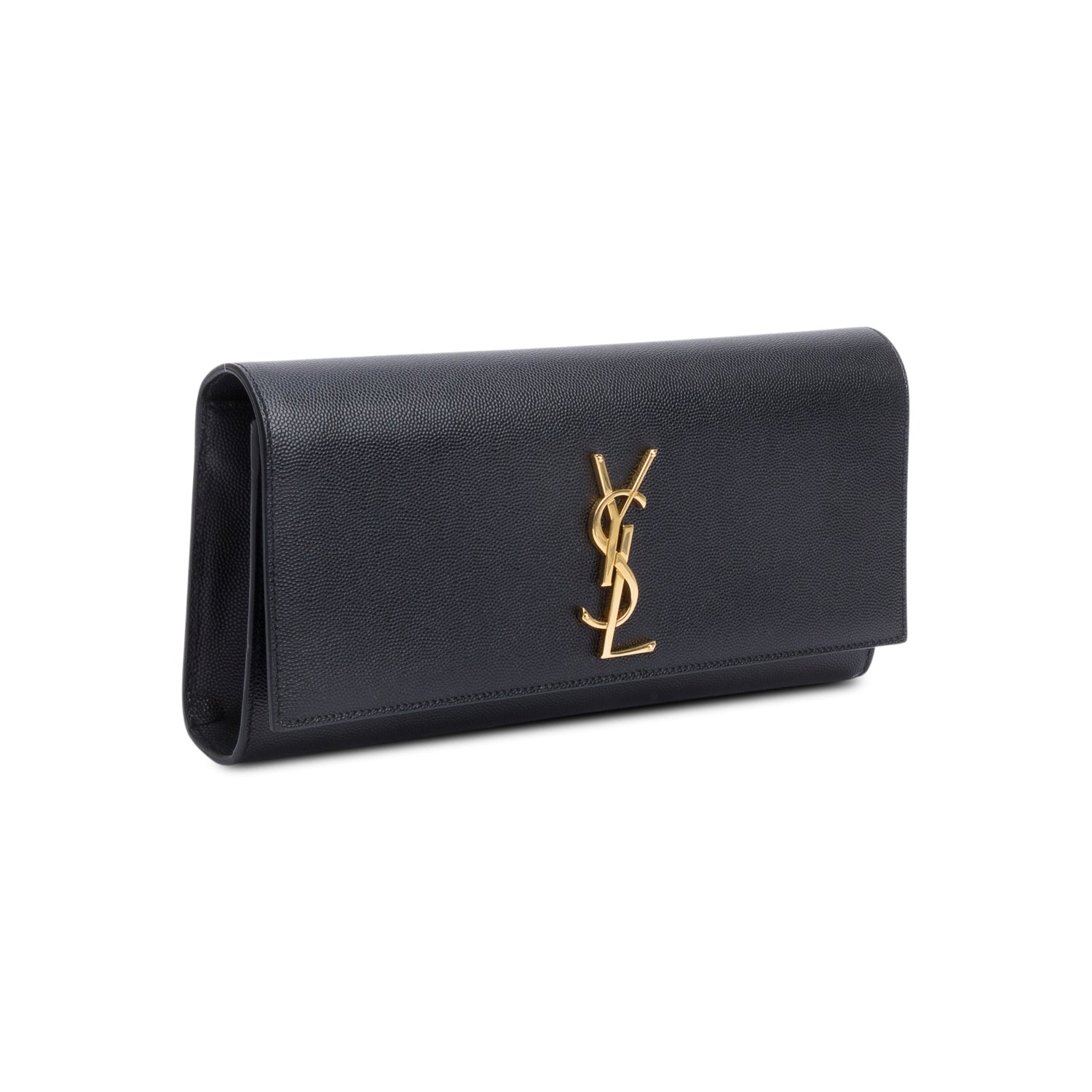 Saint Laurent Black Grain De Poudre Cassandre Clutch