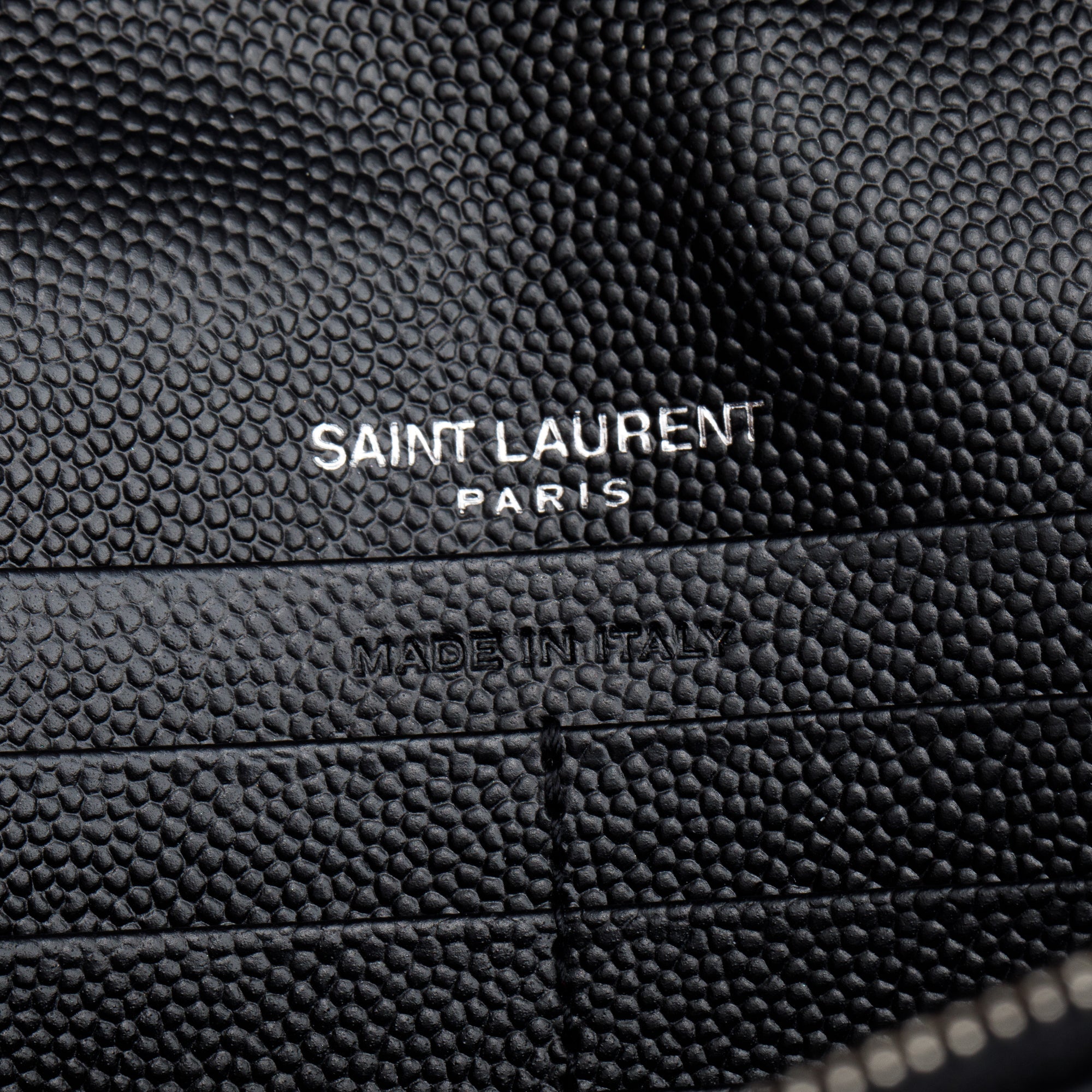 Saint Laurent Black Grain De Poudre Cassandre Envelope Chain Wallet