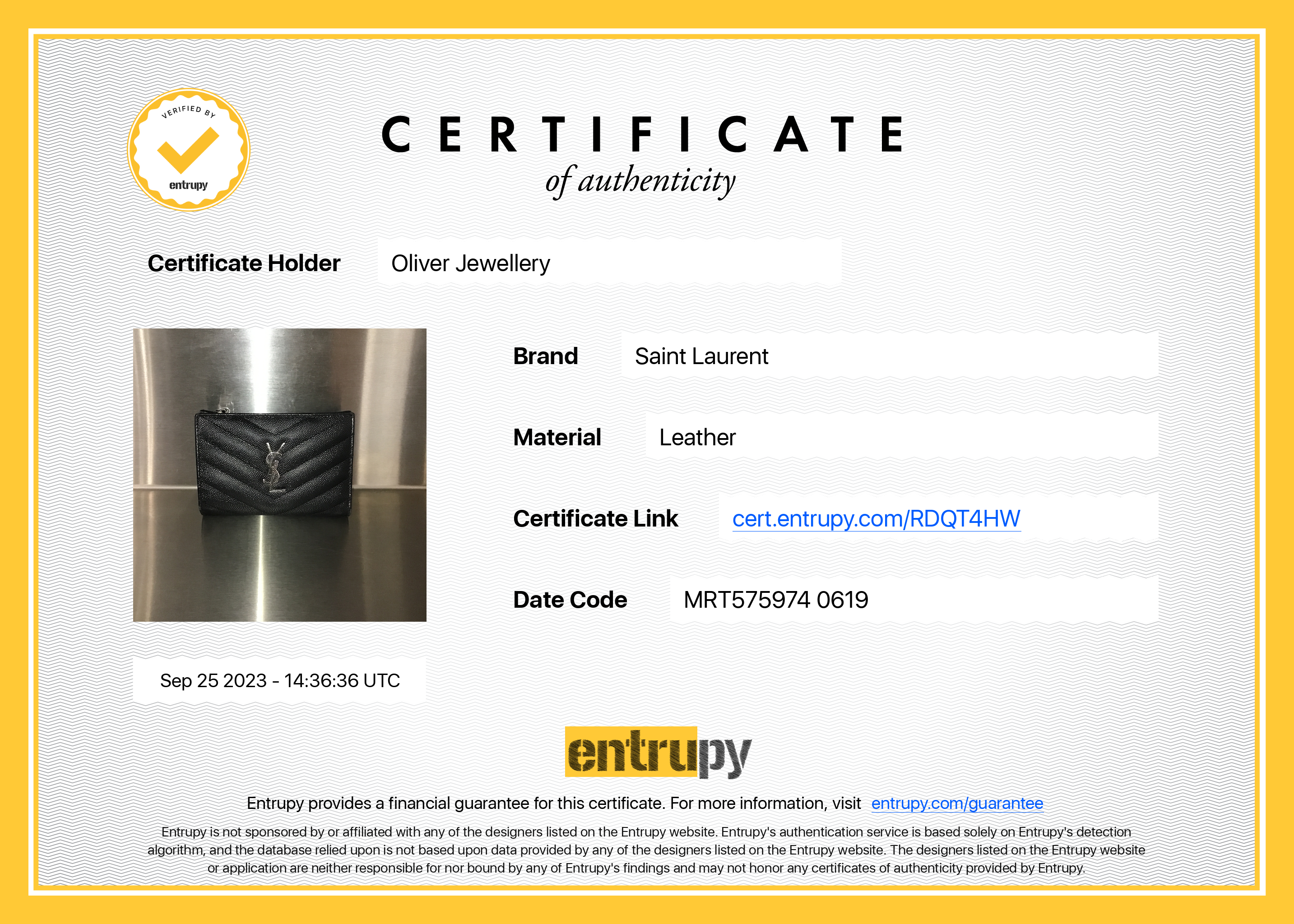 Saint Laurent Black Grain De Poudre Cassandre Matelasse Fragments Zipped Bi-Fold Wallet