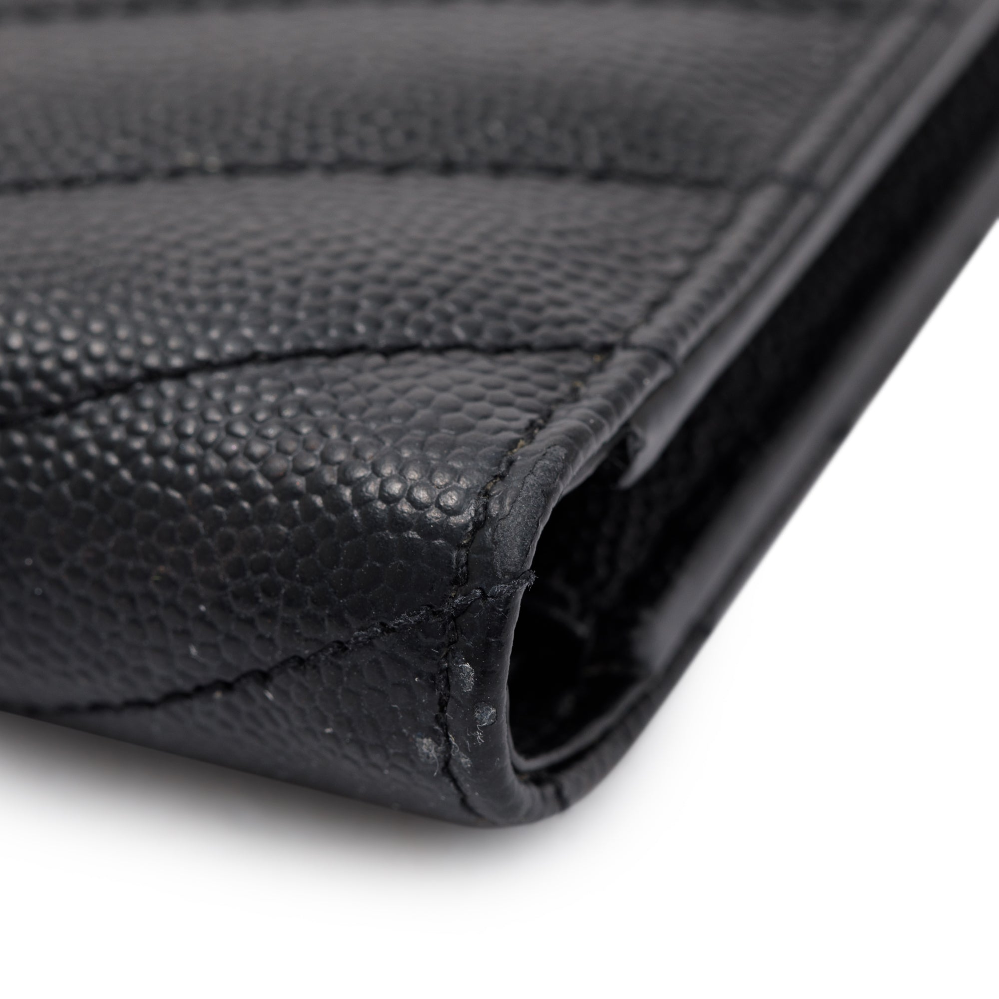 Saint Laurent Black Grain De Poudre Cassandre Matelasse Fragments Zipped Bi-Fold Wallet