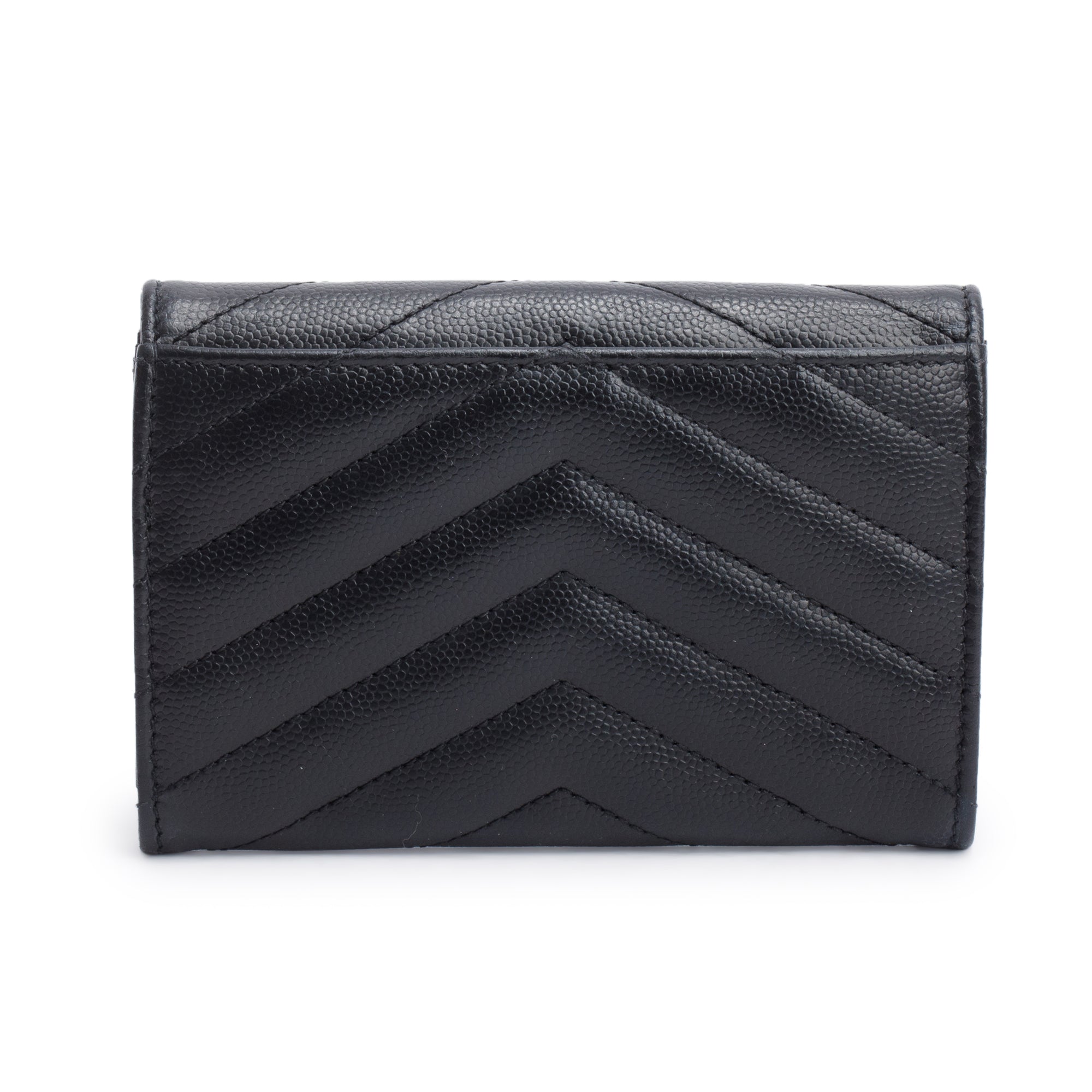 Saint Laurent Black Grain De Poudre Cassandre Matelasse Small Envelope Wallet