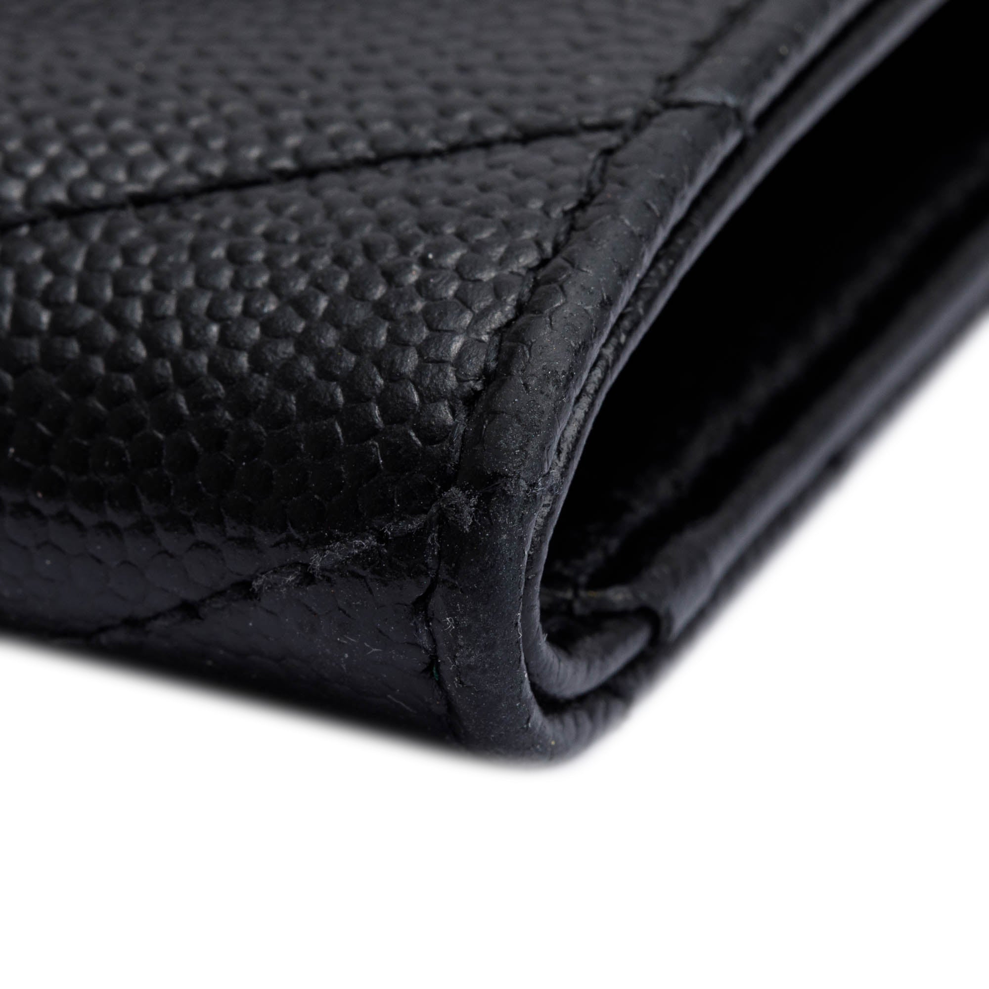 Saint Laurent Black Grain De Poudre Cassandre Matelasse Small Envelope Wallet