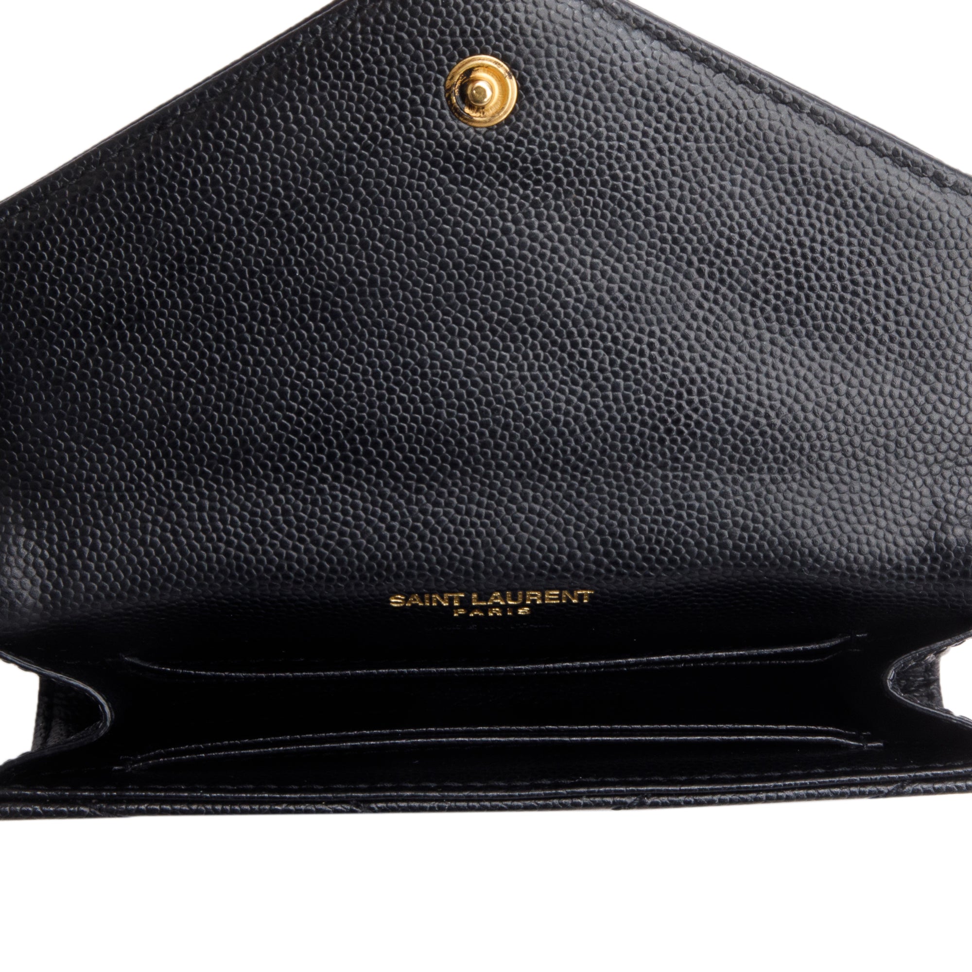 Saint Laurent Black Grain De Poudre Cassandre Matelasse Small Envelope Wallet