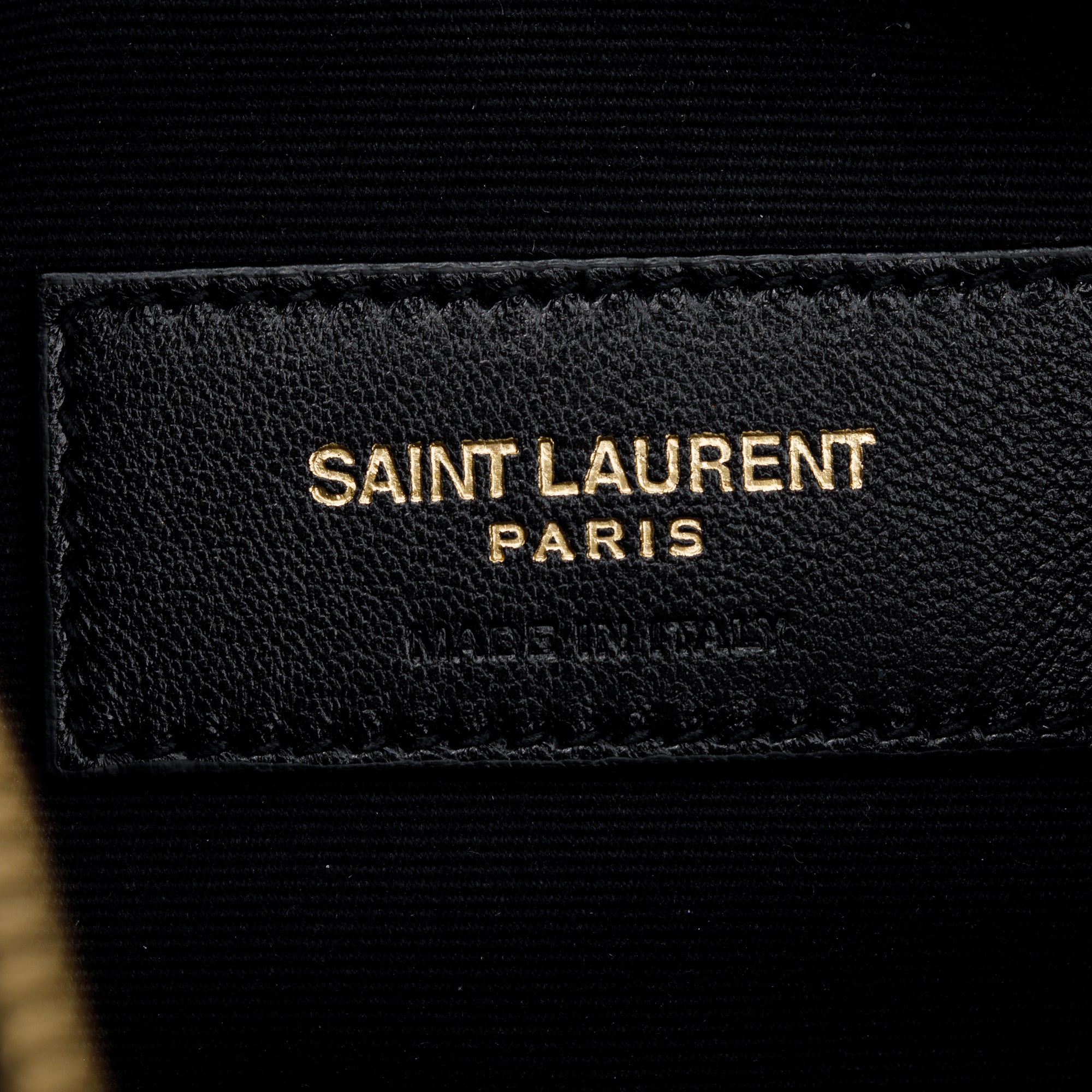 Saint Laurent Black Grain De Poudre Embossed Leather Cassandre Matelasse Zipped Pouch w/ Box