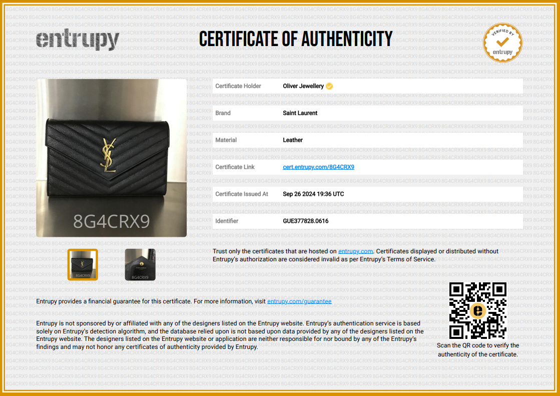 Saint Laurent Black Grain De Poudre Leather Cassandre Matelasse Chain Wallet w/ Box & Receipt