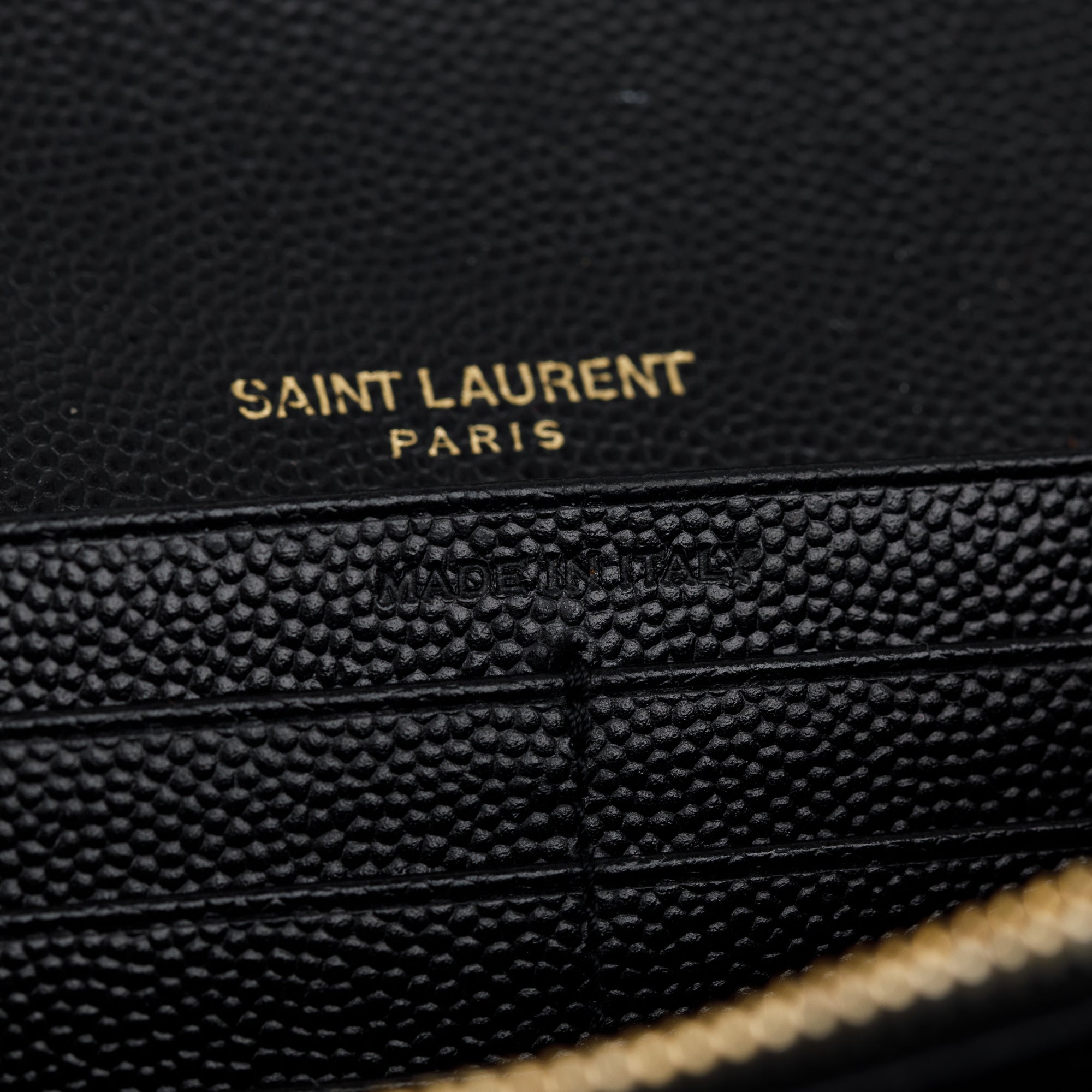 Saint Laurent Black Grain De Poudre Leather Cassandre Matelasse Large Flap Wallet w/ Box