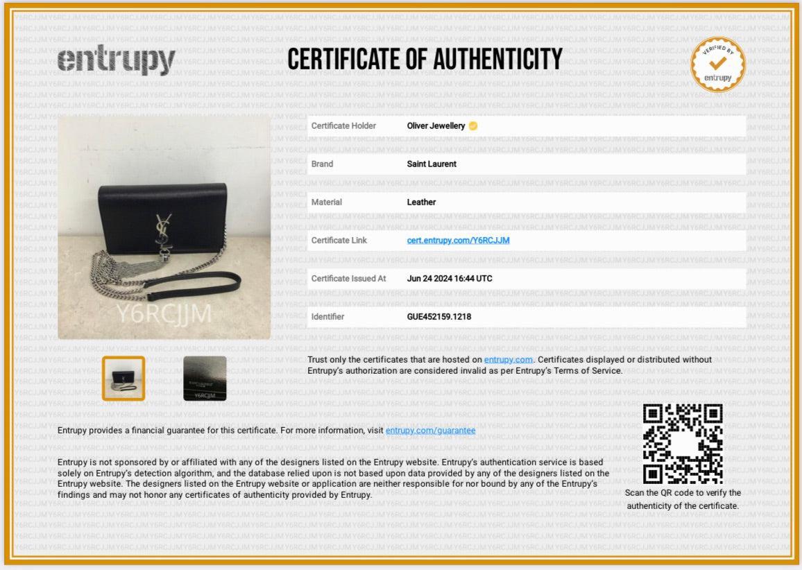 Saint Laurent Black Grain De Poudre Leather Kate Tassel Wallet on Chain