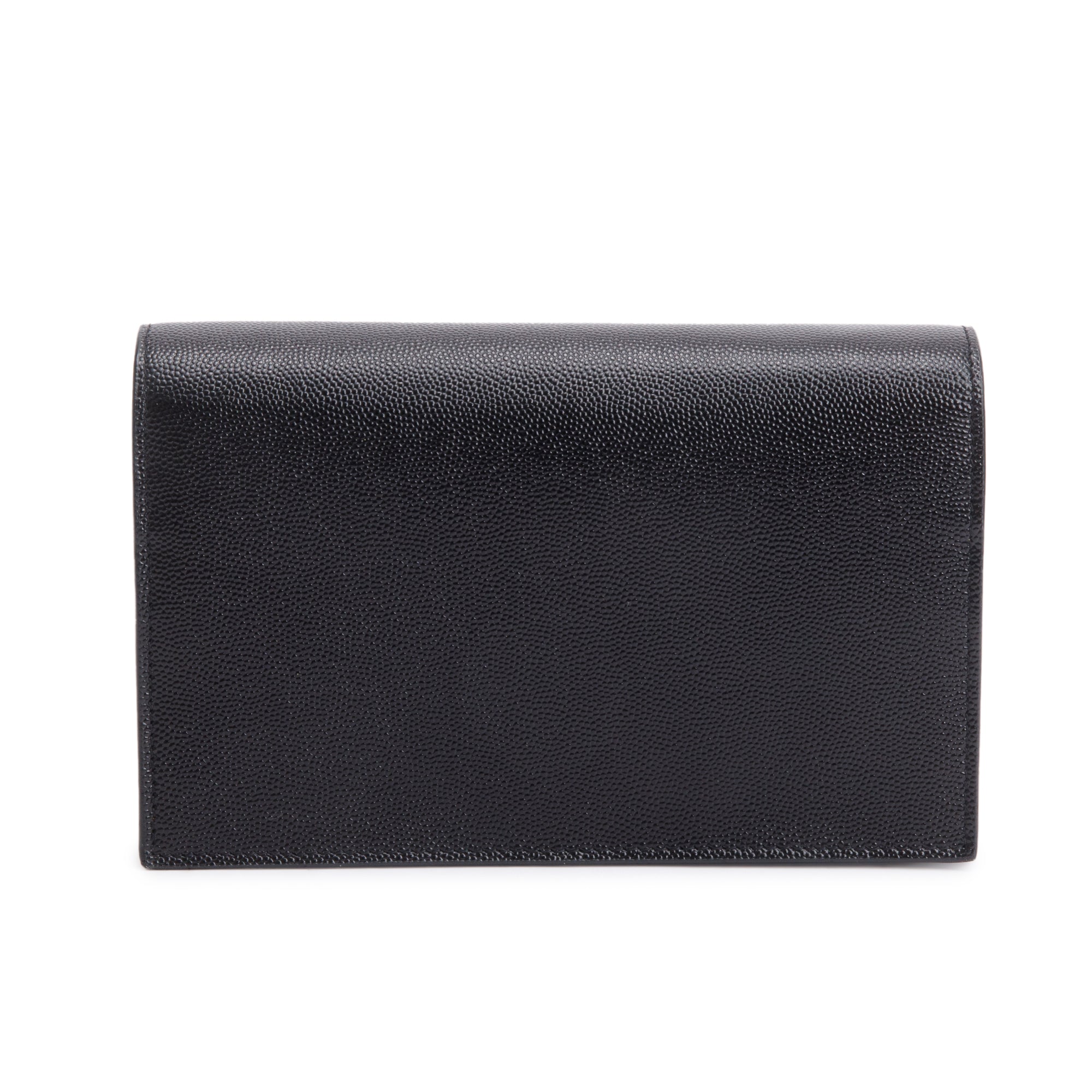 Saint Laurent Black Grain De Poudre Leather Kate Tassel Wallet on Chain