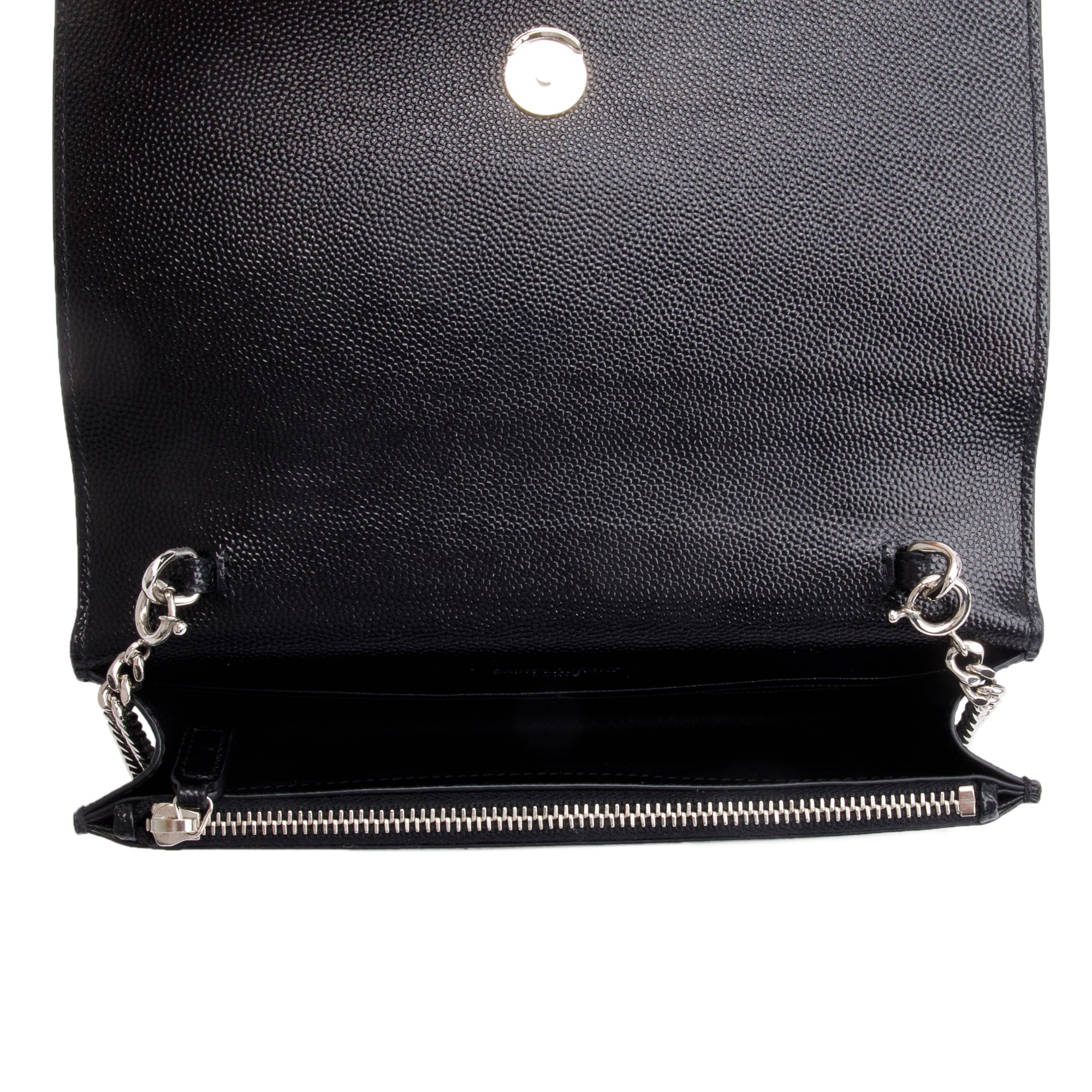 Saint Laurent Black Grain De Poudre Leather Kate Tassel Wallet on Chain