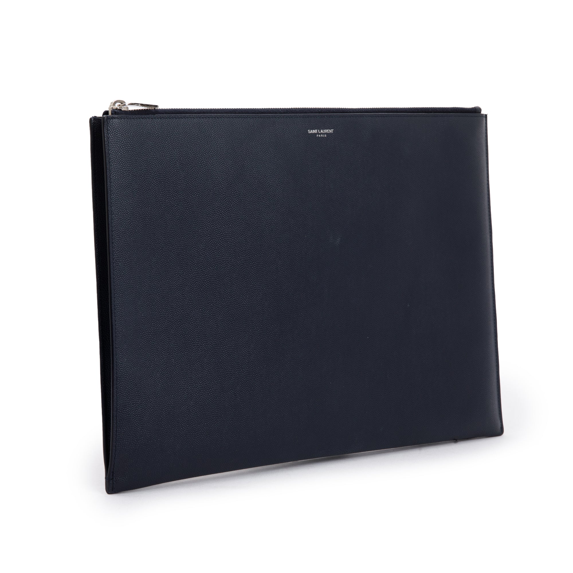 Saint Laurent Black Grain De Poudre Leather Large Zipped Document Holder