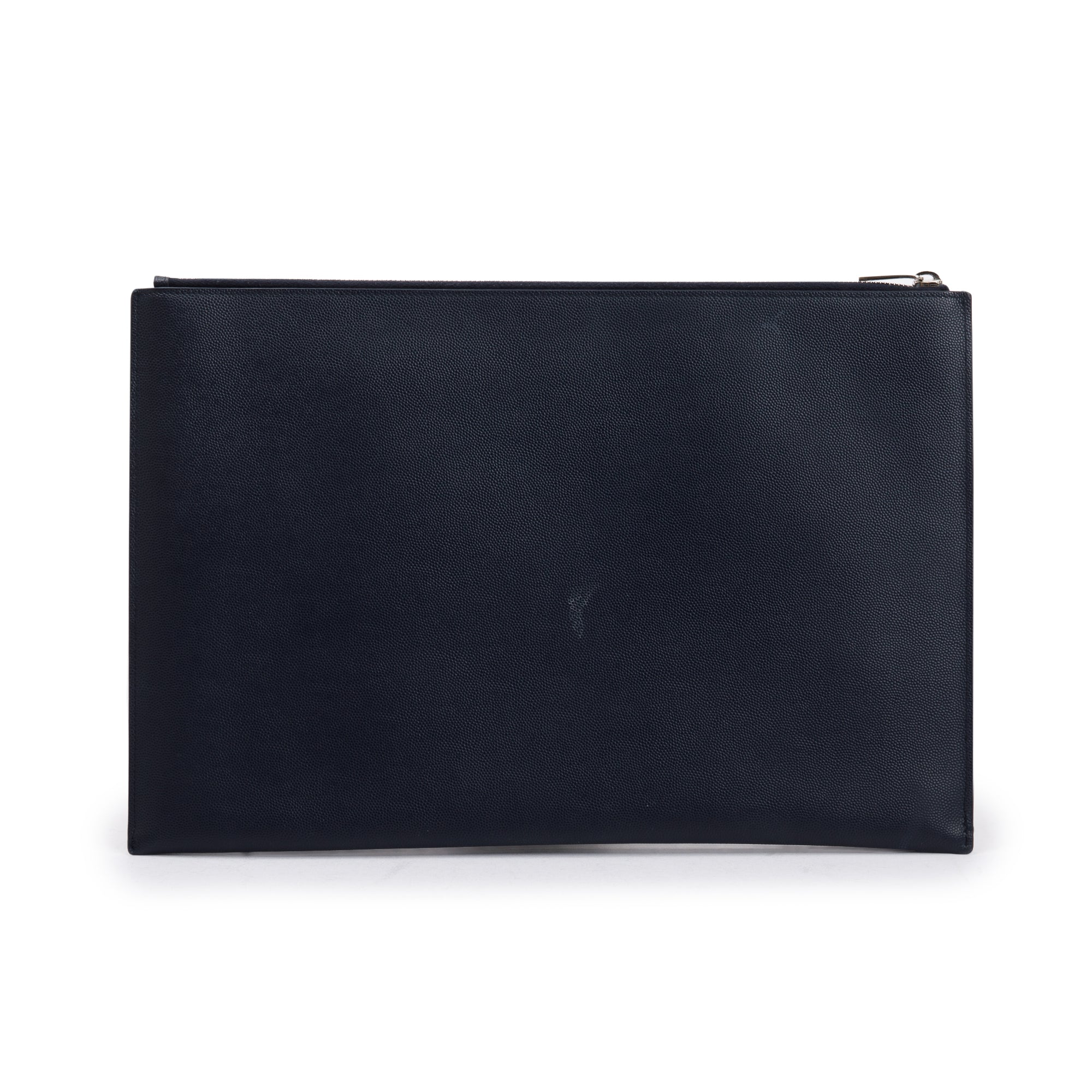 Saint Laurent Black Grain De Poudre Leather Large Zipped Document Holder
