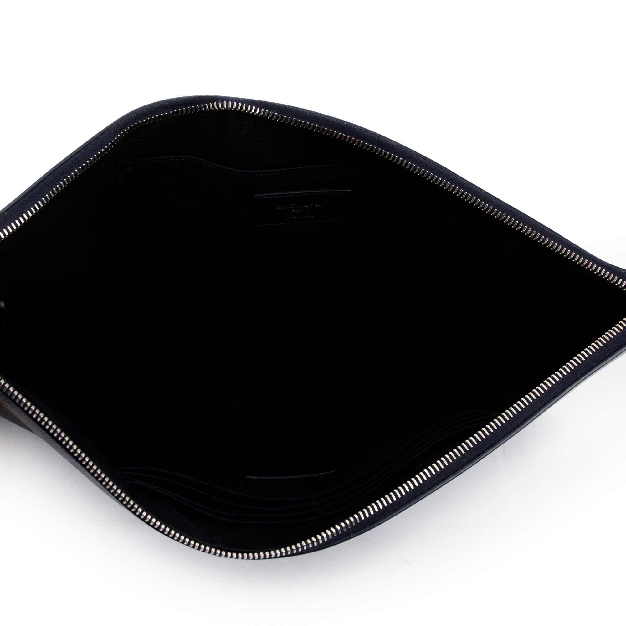 Saint Laurent Black Grain De Poudre Leather Large Zipped Document Holder