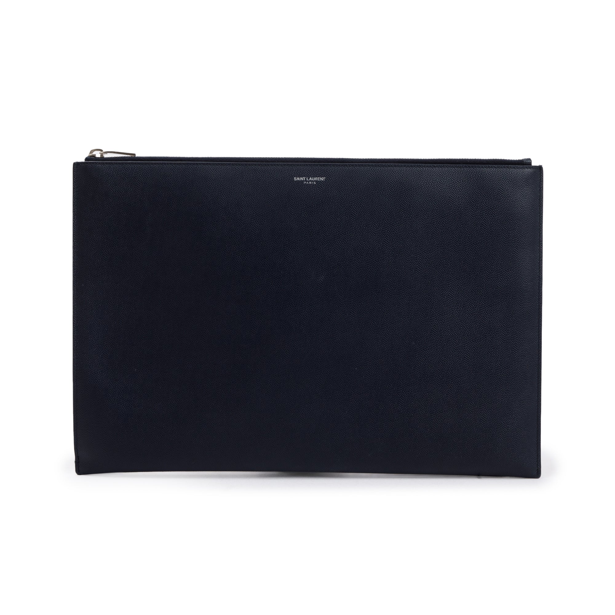 Saint Laurent Black Grain De Poudre Leather Large Zipped Document Holder