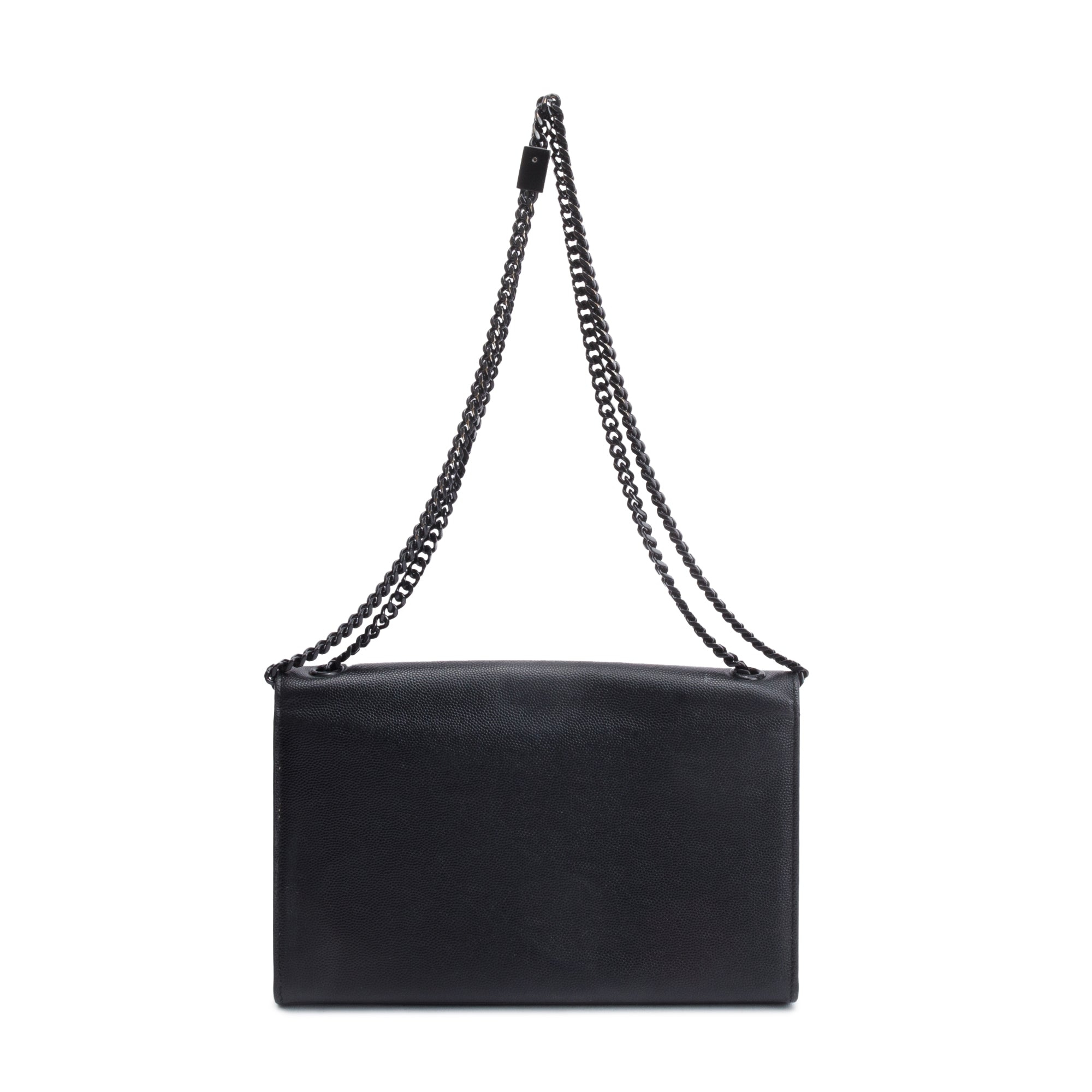 Saint Laurent Black Grain De Poudre Leather Medium Monogram Kate Chain Bag