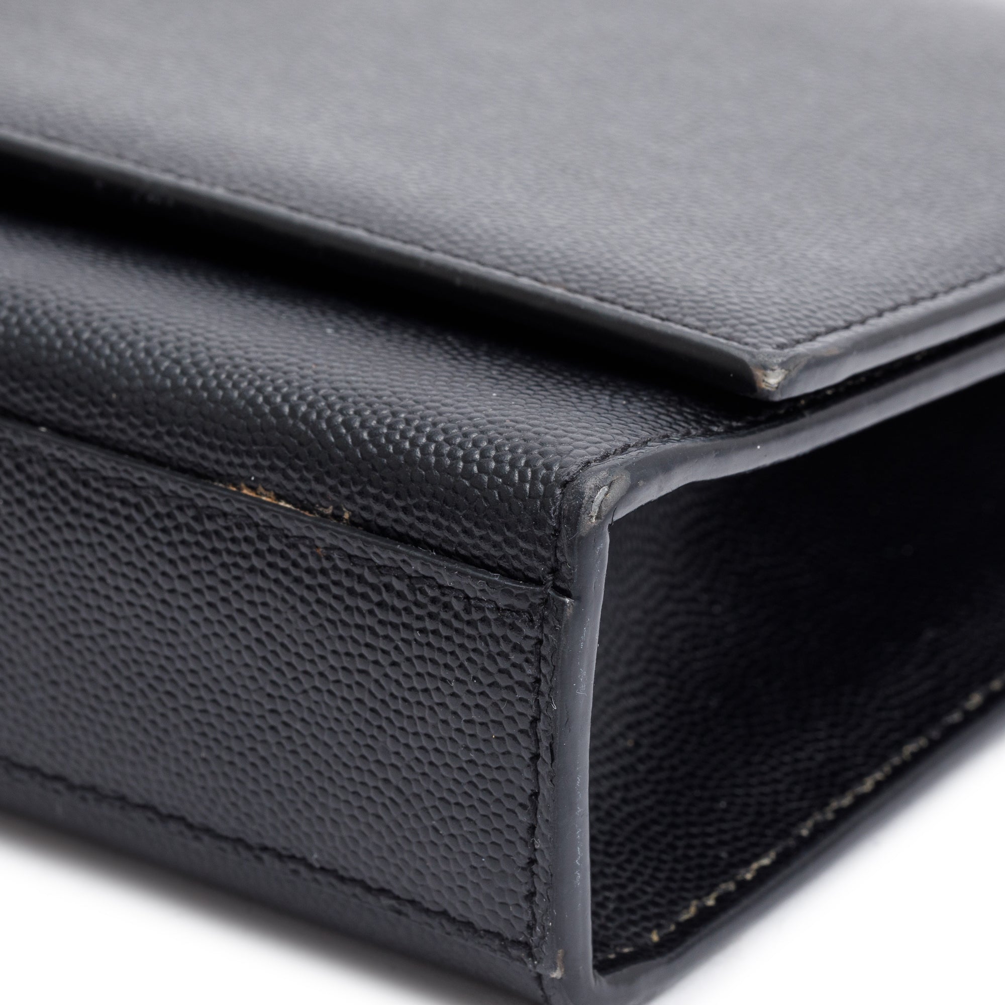 Saint Laurent Black Grain De Poudre Leather Medium Monogram Kate Chain Bag