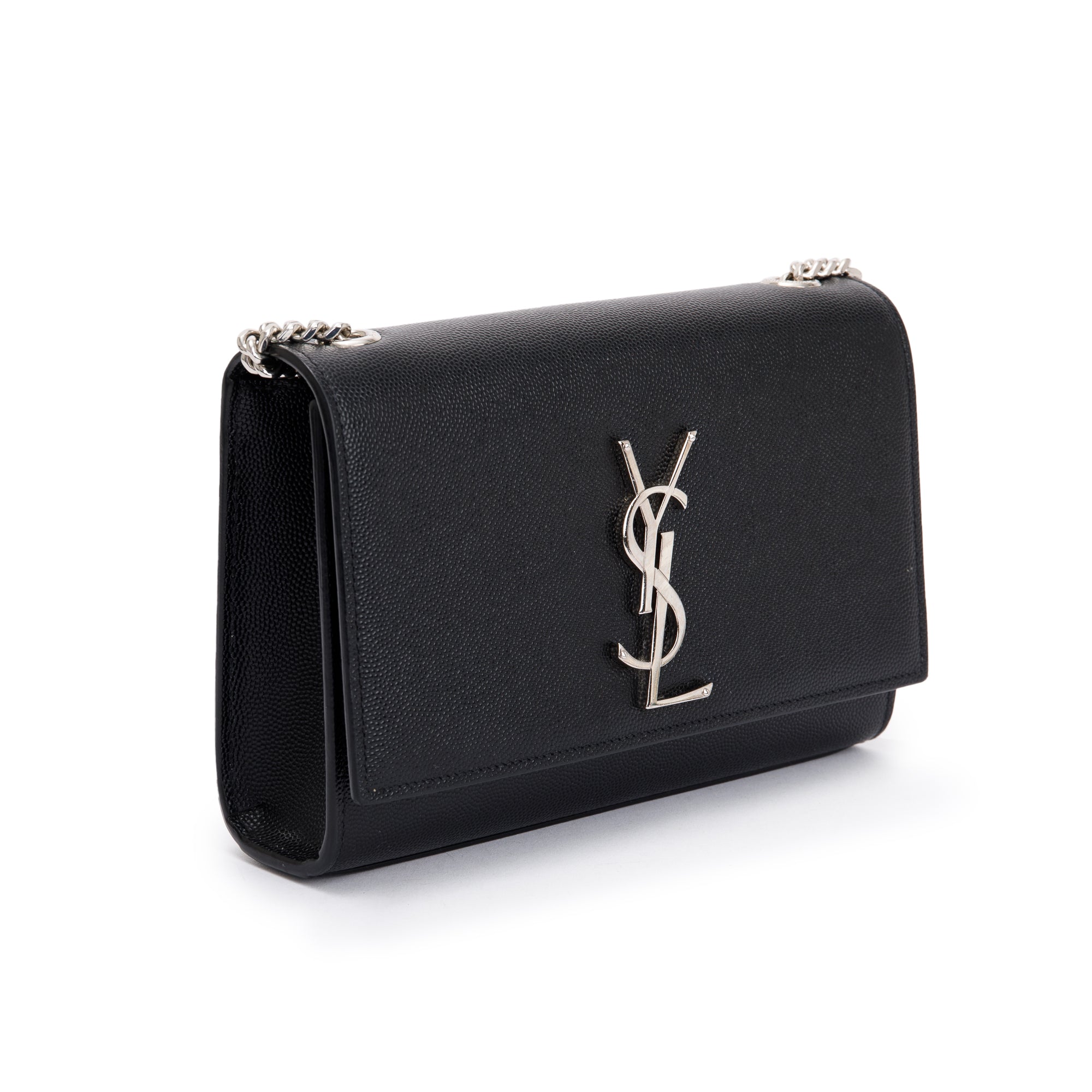 Saint Laurent Black Grain De Poudre Leather Small Kate Bag w/ Box