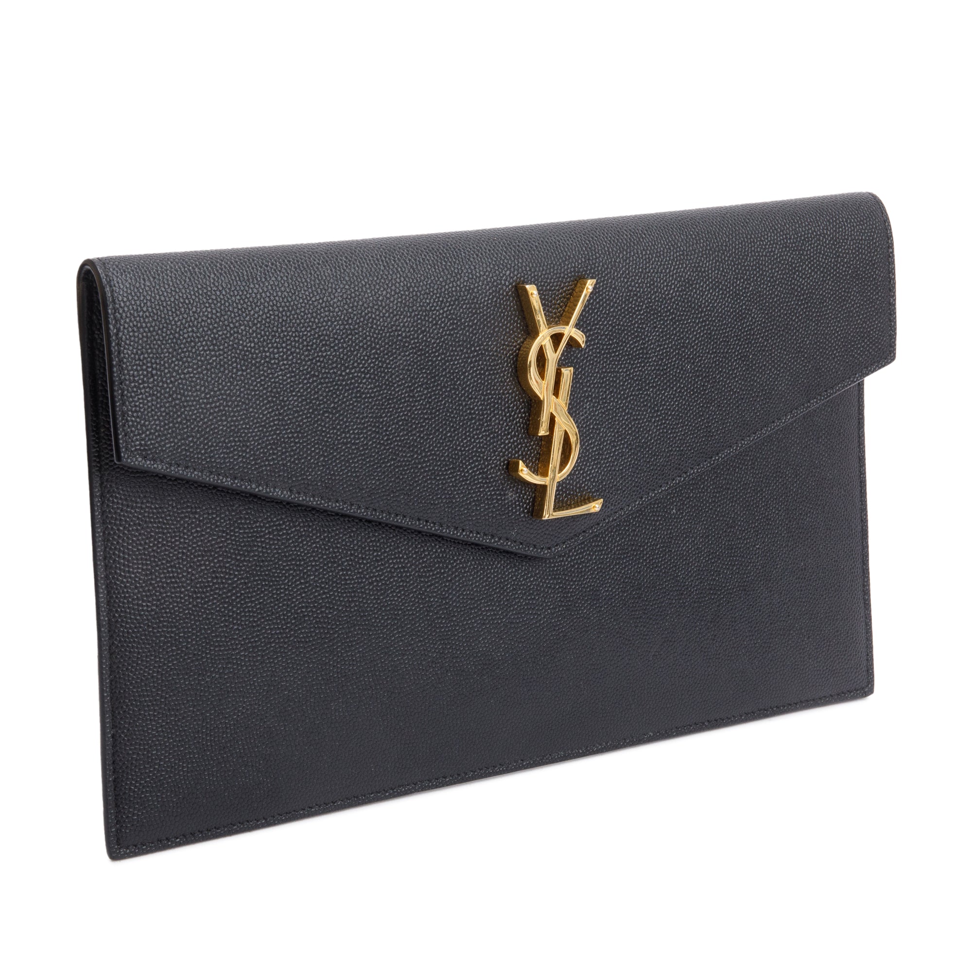 Saint Laurent Black Grain De Poudre Leather Uptown Pouch