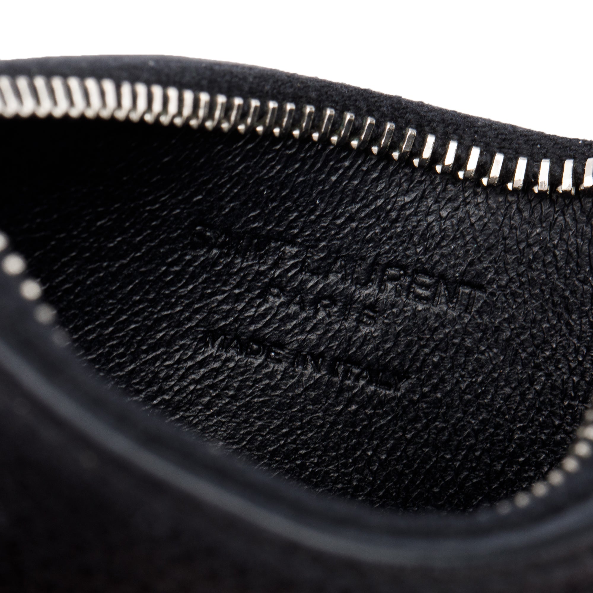 Saint Laurent Black Grain De Poudre Paris Fragments Zipped Card Case w/ Box