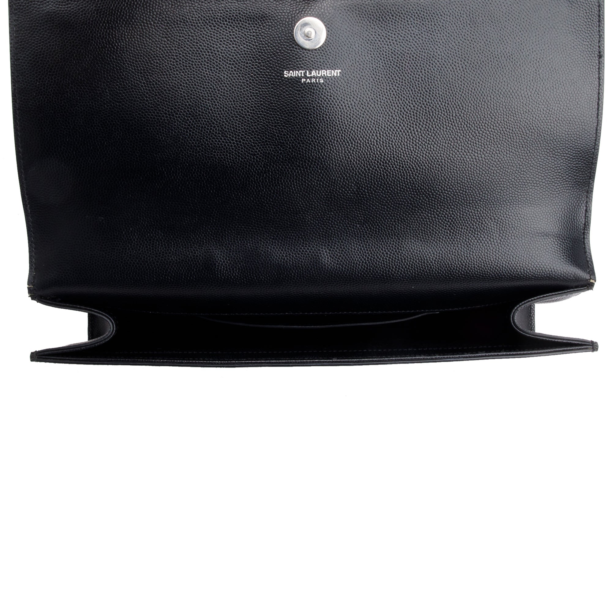 Saint Laurent Black Grain De Poudre Studded Kate Clutch