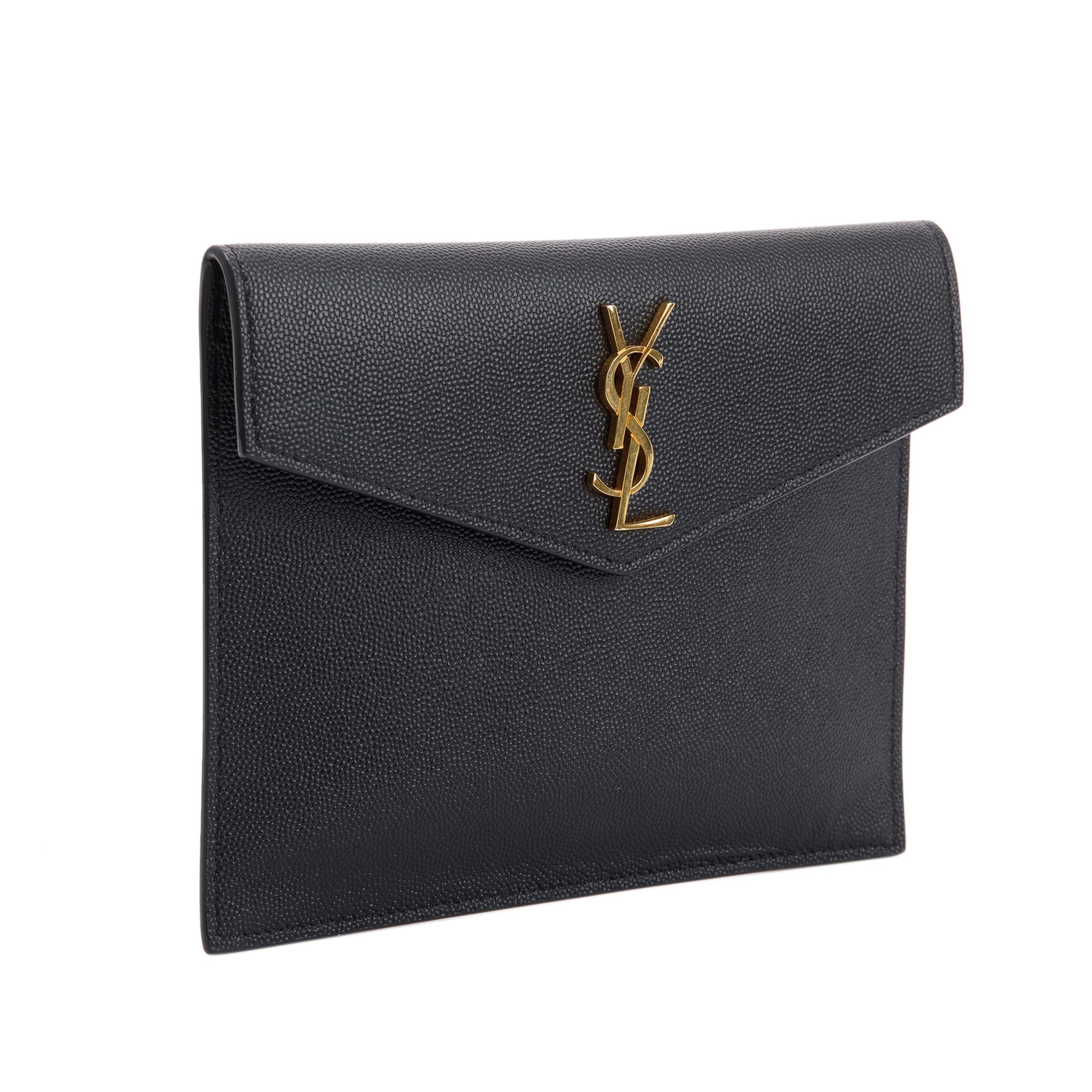 Saint Laurent Black Grain de Poudre Monogram Uptown Baby Pouch w/ Box