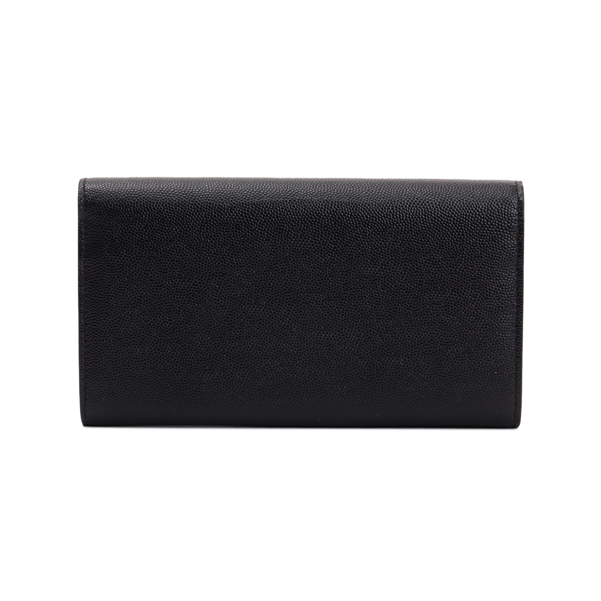Saint Laurent Black Grain de Poudre Stars Monogram Bi-Fold Long Wallet w/ Box