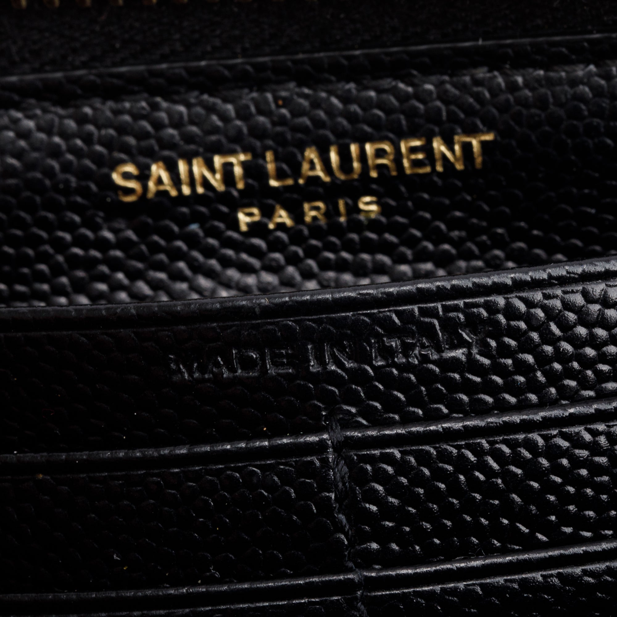 Saint Laurent Black Grained De Poudre Cassandre Matelasse Zip Around Wallet