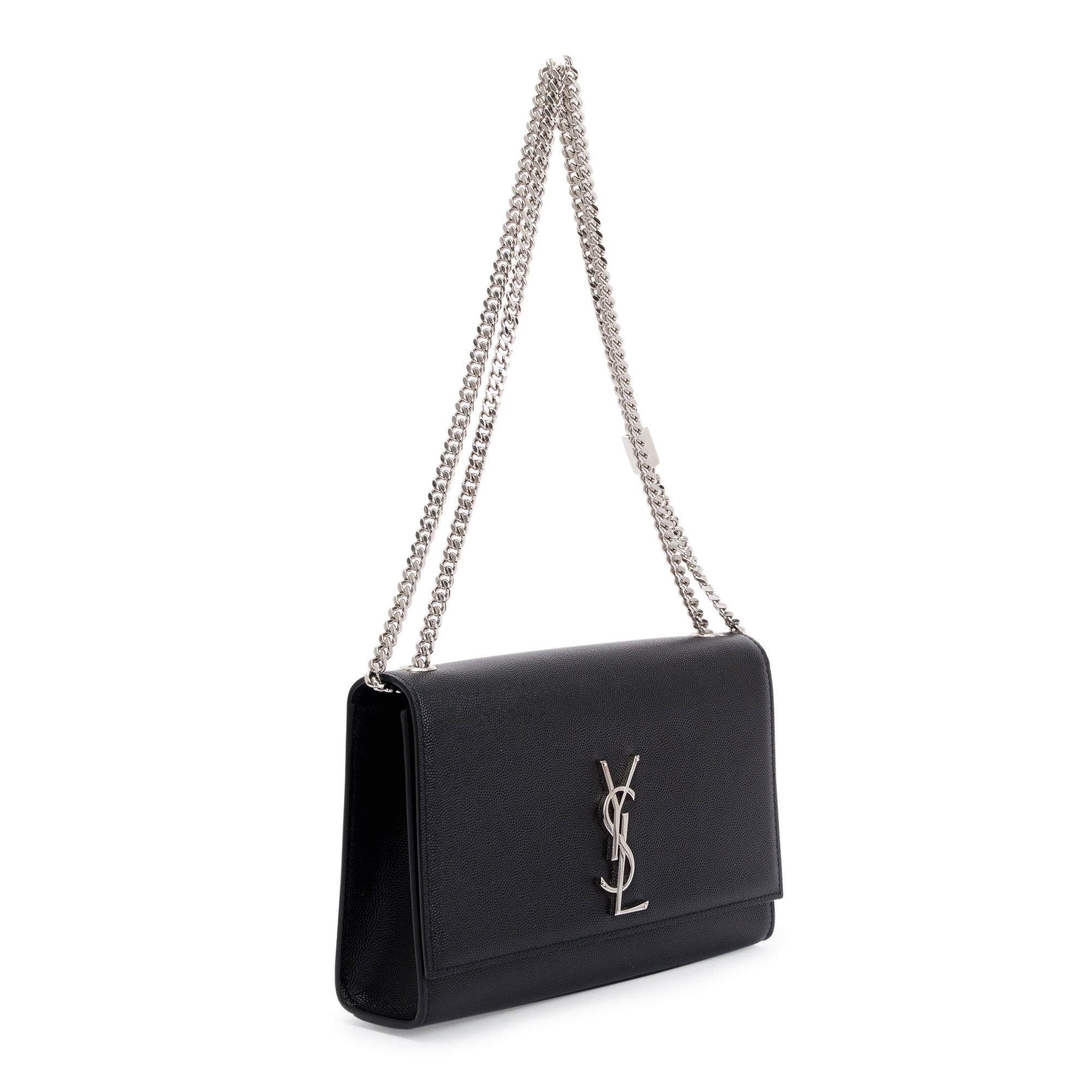 Saint Laurent Black Grained De Poudre Leather Medium Kate Bag