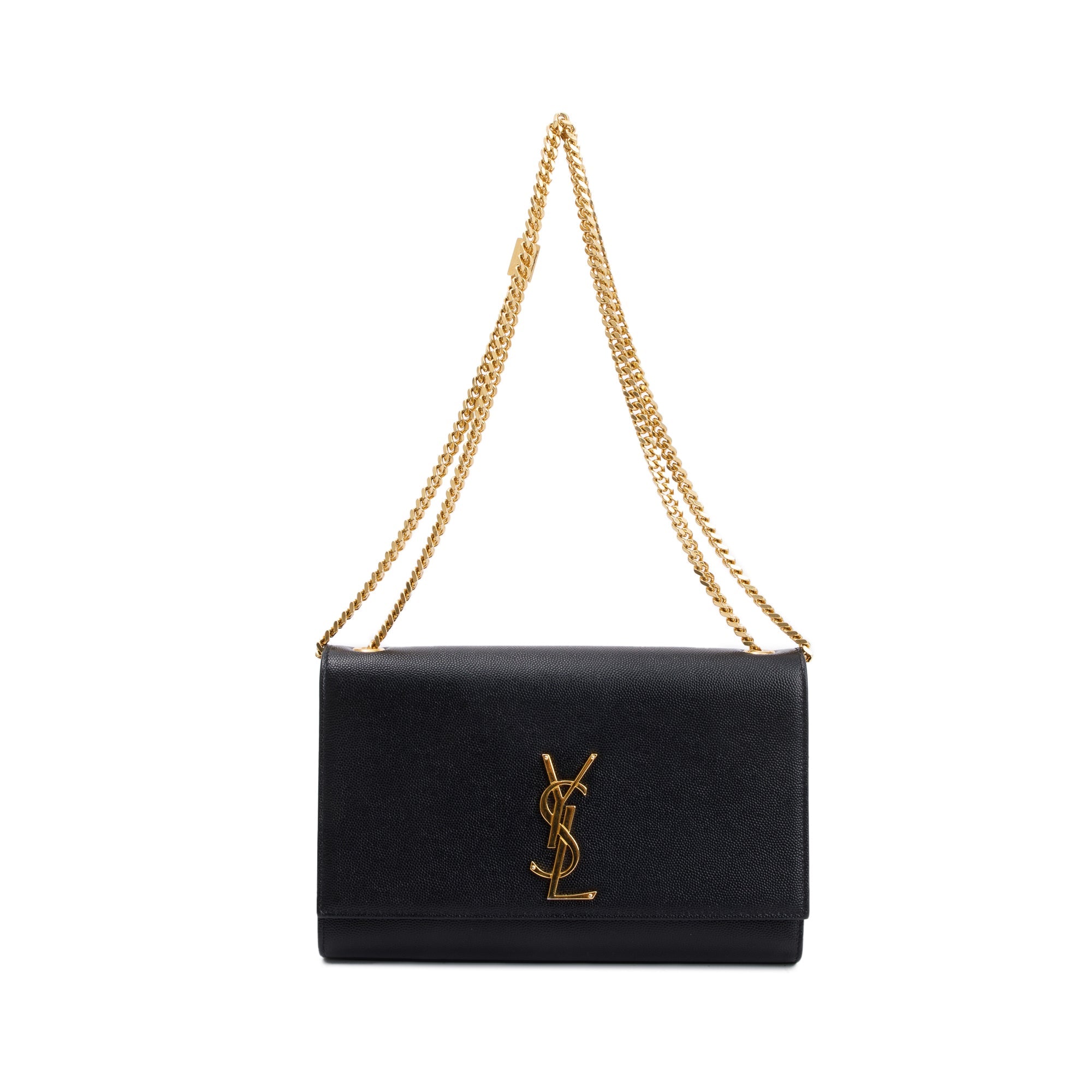 Saint Laurent Black Grained De Poudre Leather Medium Kate Bag