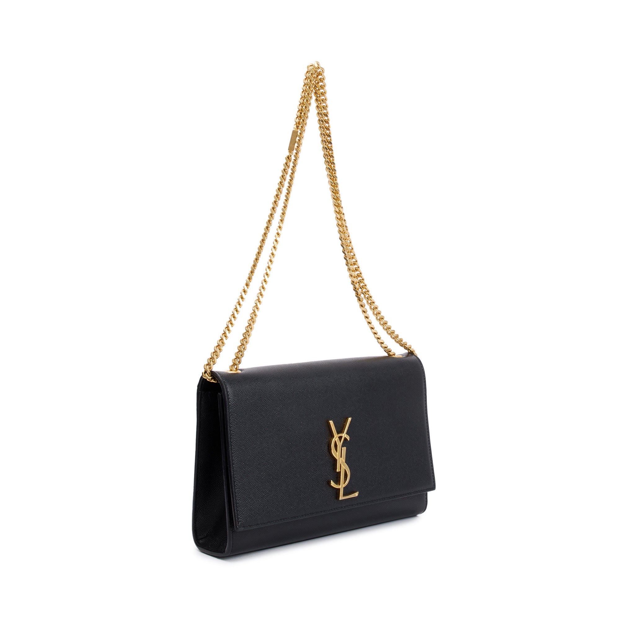 Saint Laurent Black Grained De Poudre Leather Medium Kate Bag
