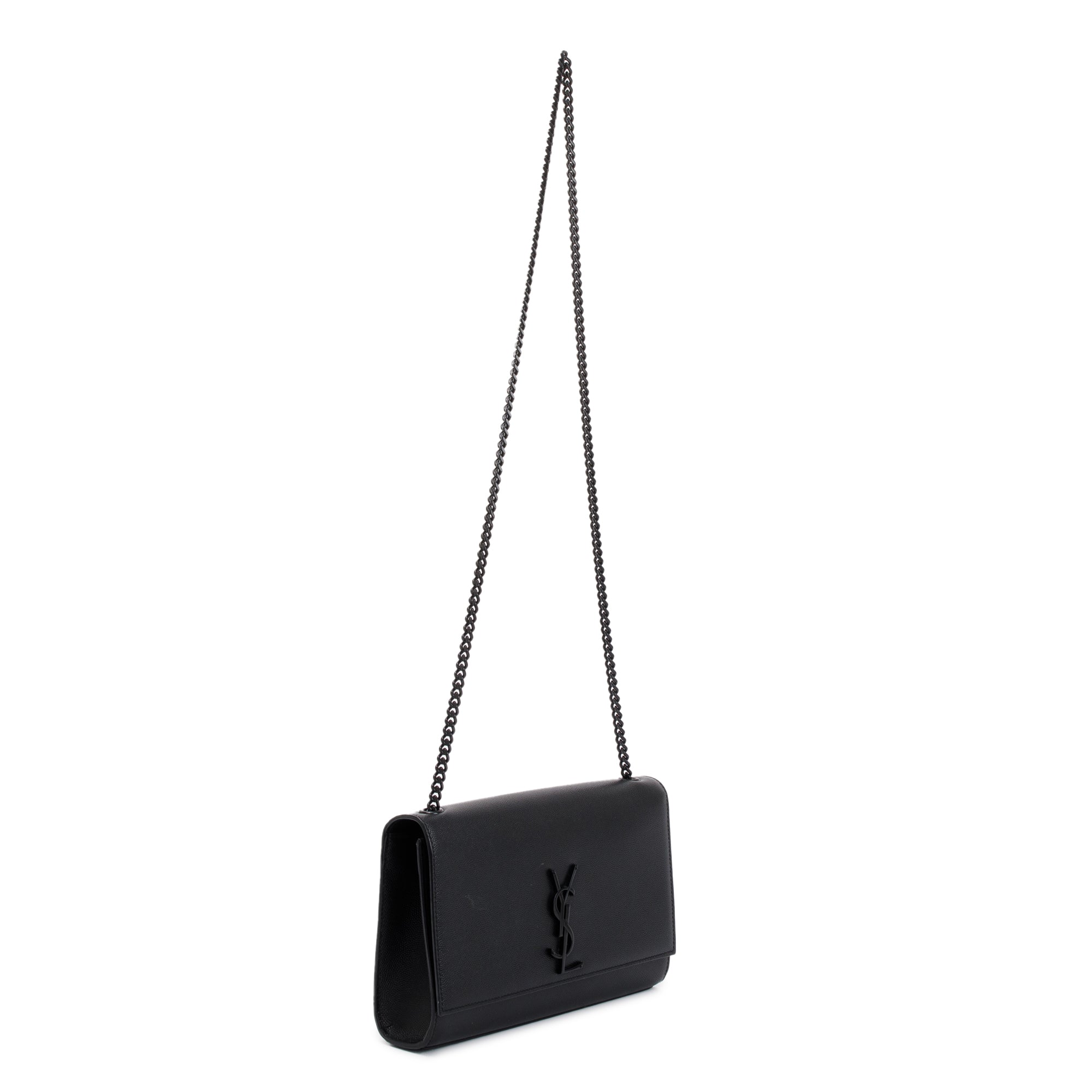 Saint Laurent Black Grained De Poudre Leather Medium Kate Bag