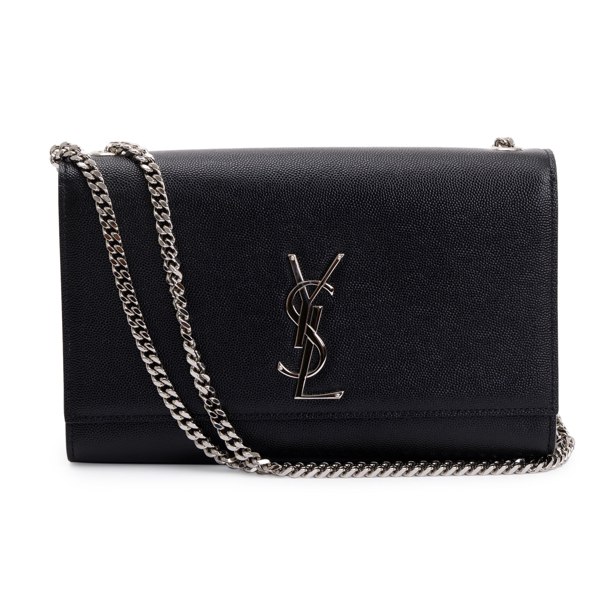 Saint Laurent Black Grained De Poudre Leather Medium Kate Bag
