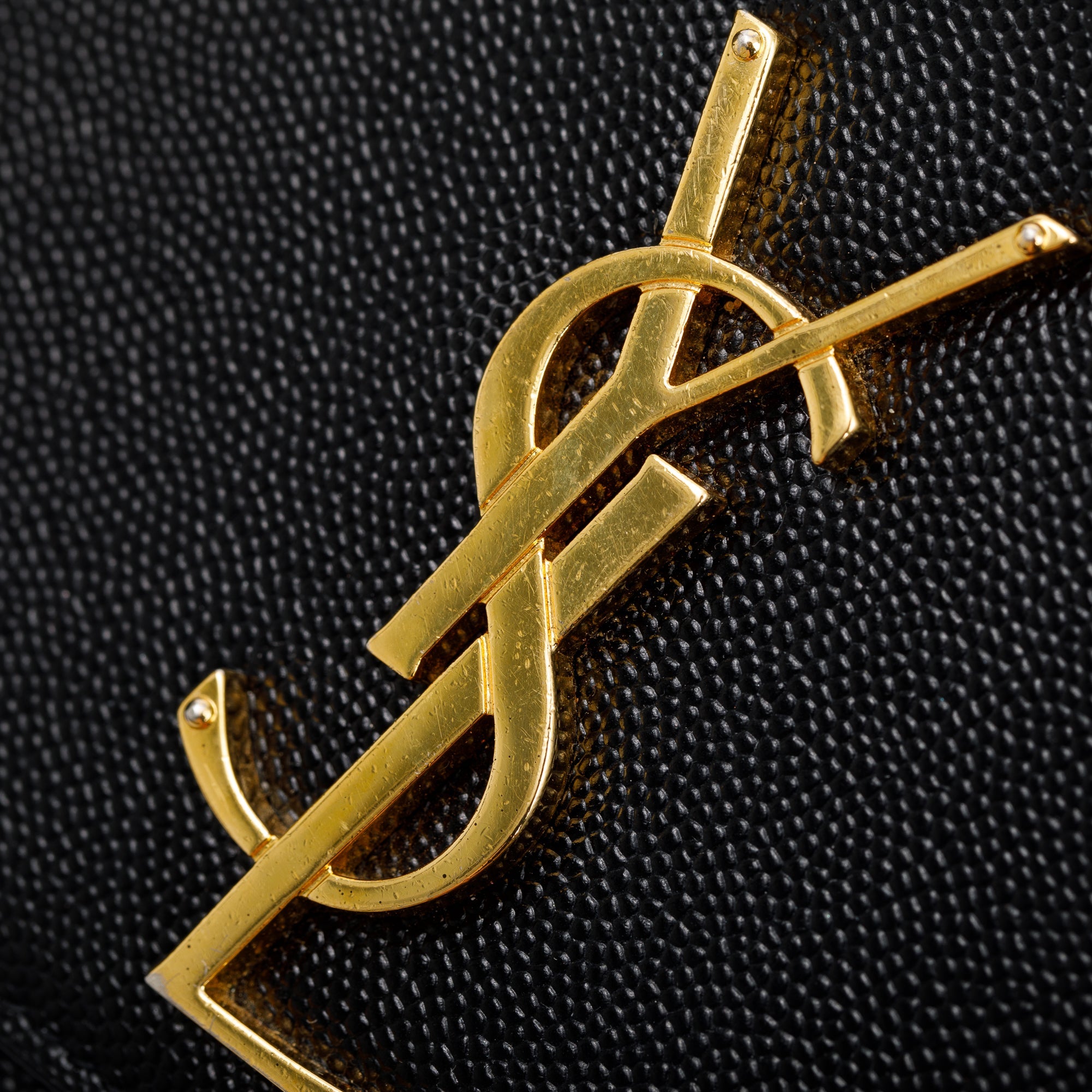 Saint Laurent Black Grained De Poudre Leather Medium Kate Bag