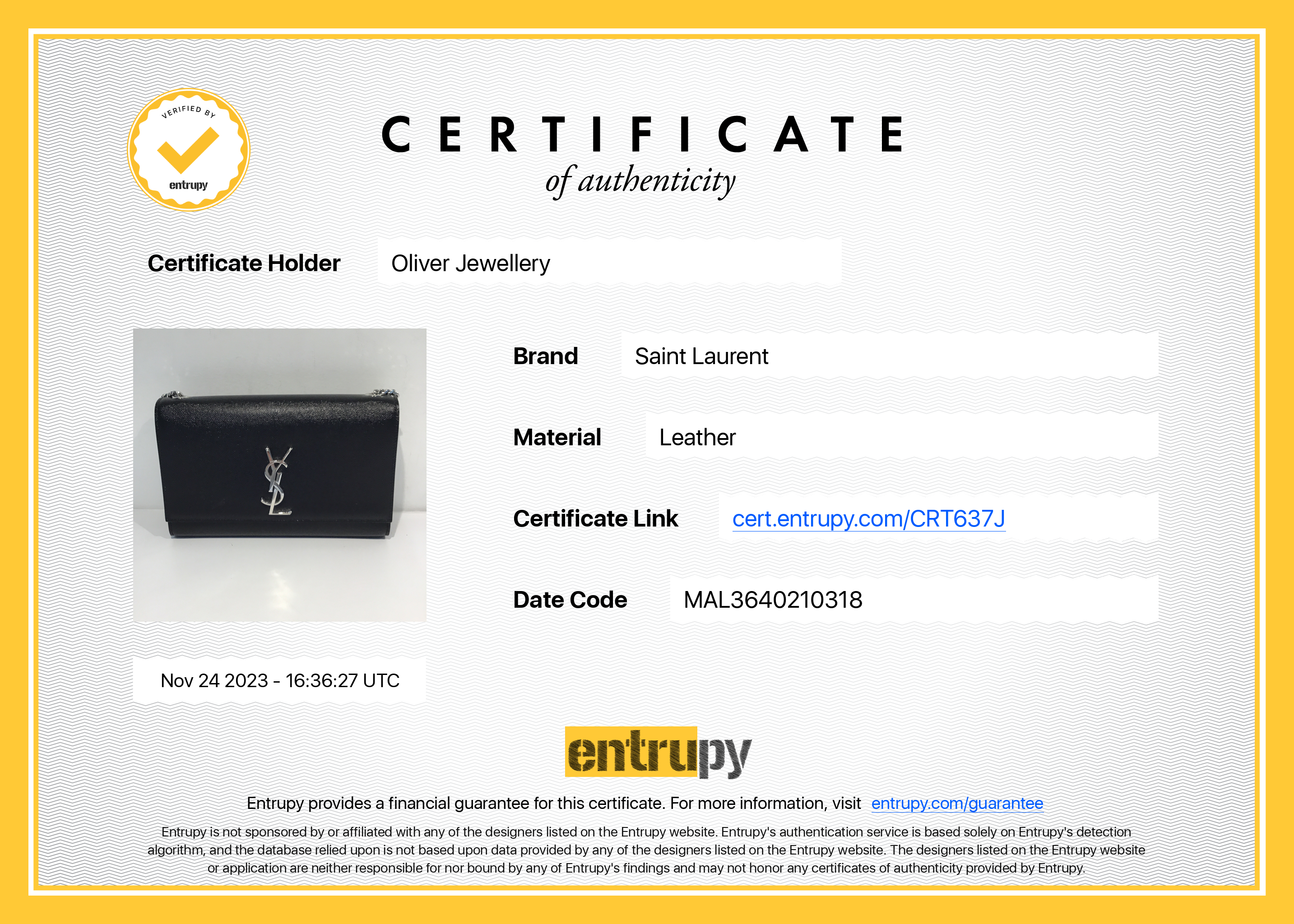 Saint Laurent Black Grained De Poudre Leather Medium Kate Bag