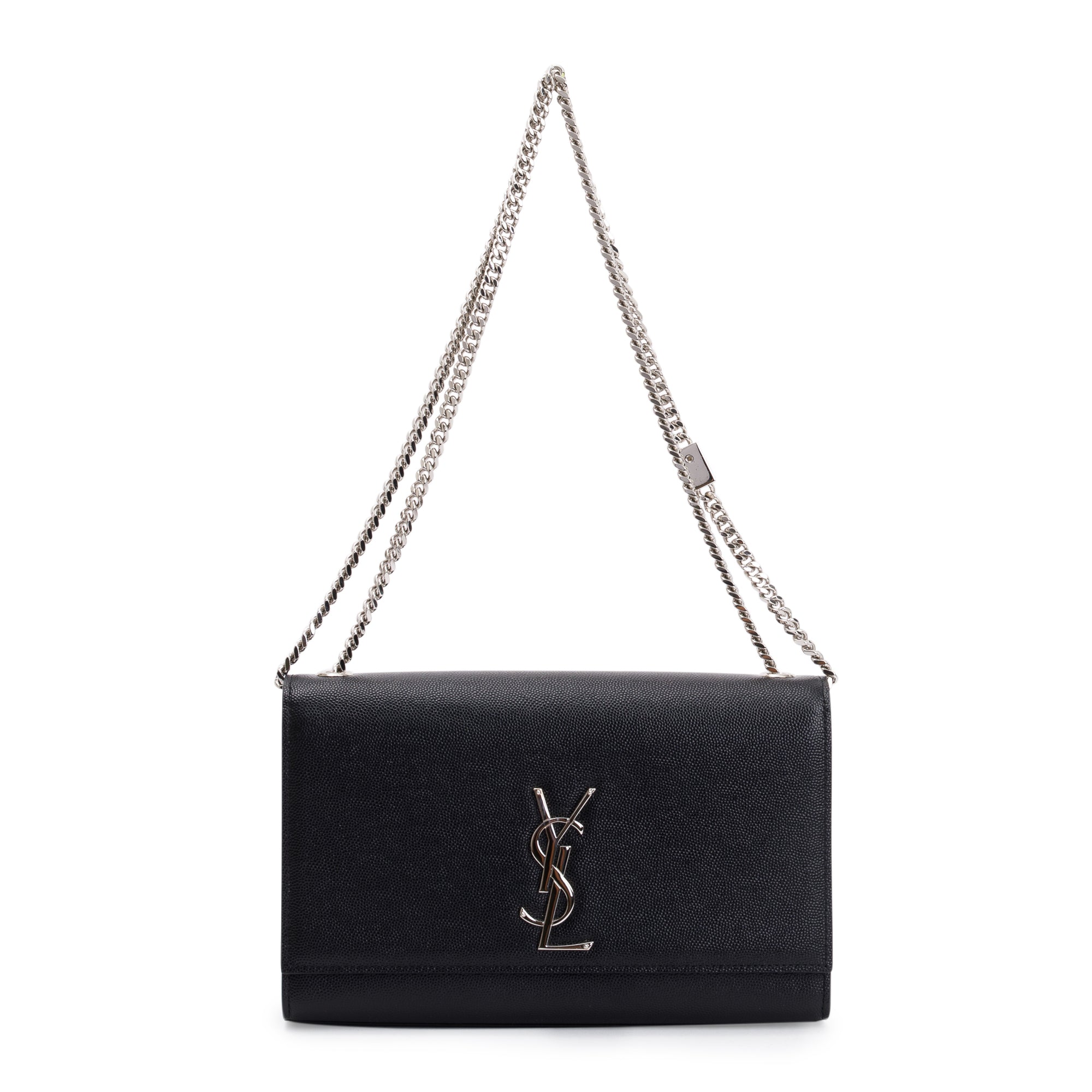 Saint Laurent Black Grained De Poudre Leather Medium Kate Bag