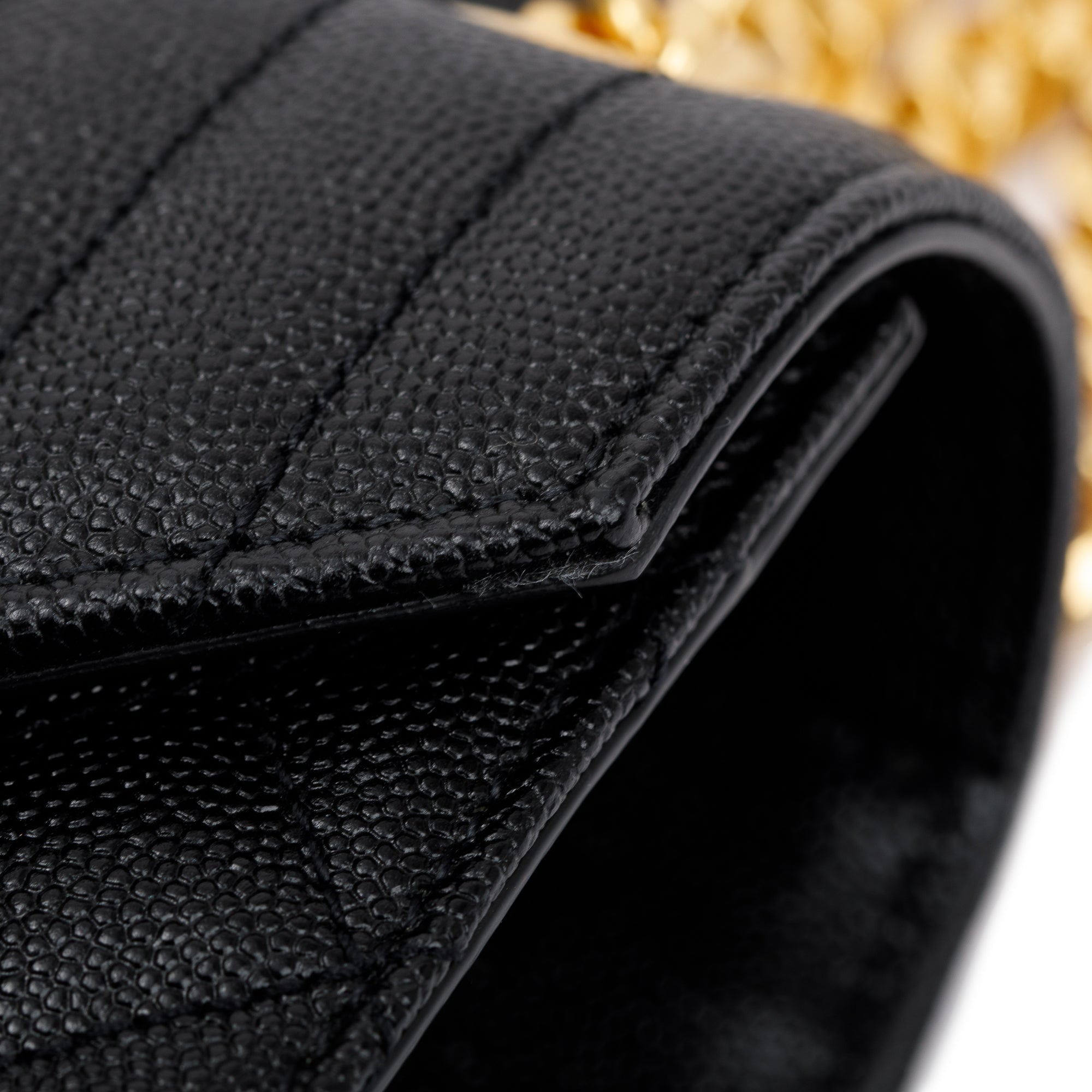 Saint Laurent Black Grained De Poudre Medium Envelope Shoulder Bag