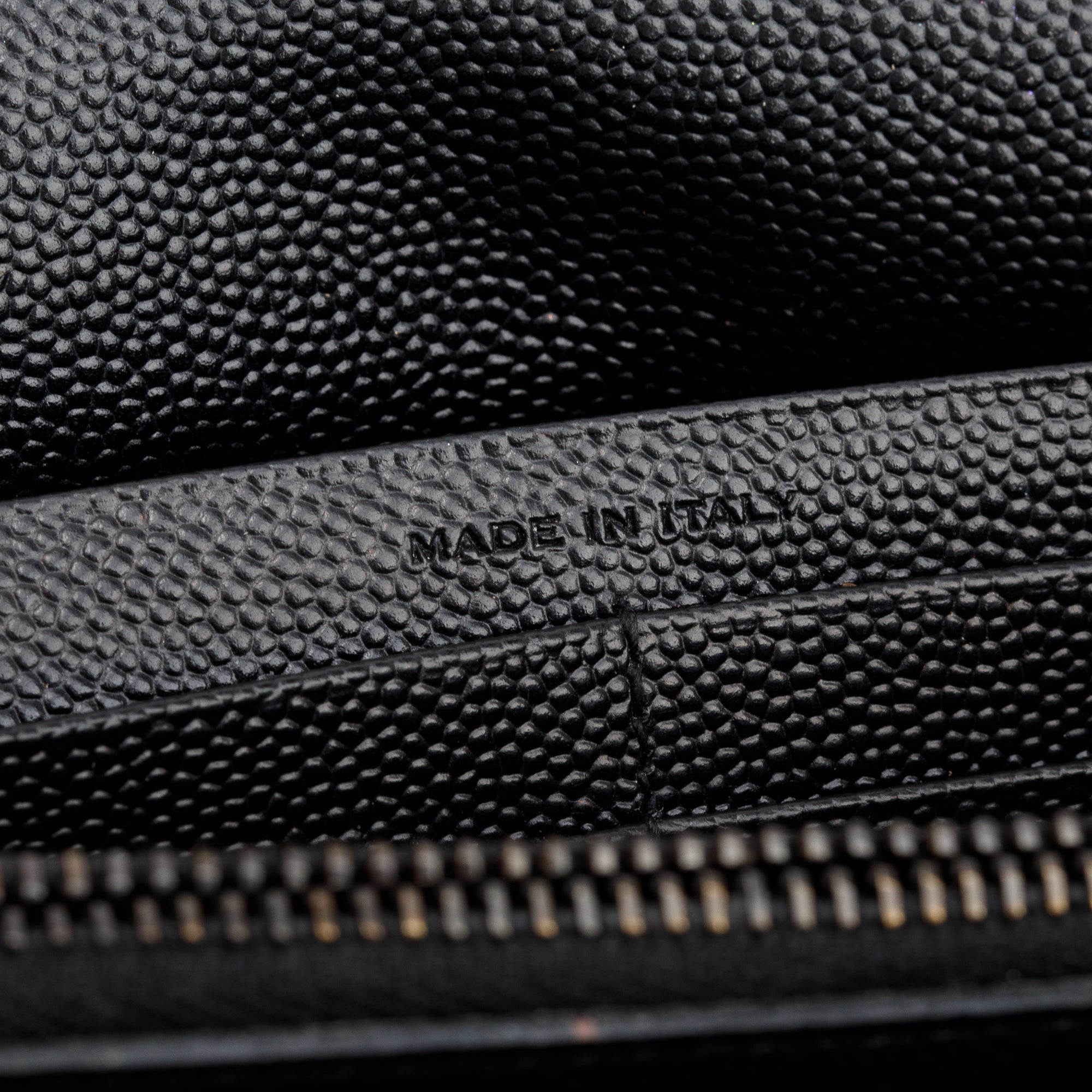 Saint Laurent Black Grained De Poudre White Contrast Trim Cassandre Matelasse Chain Wallet