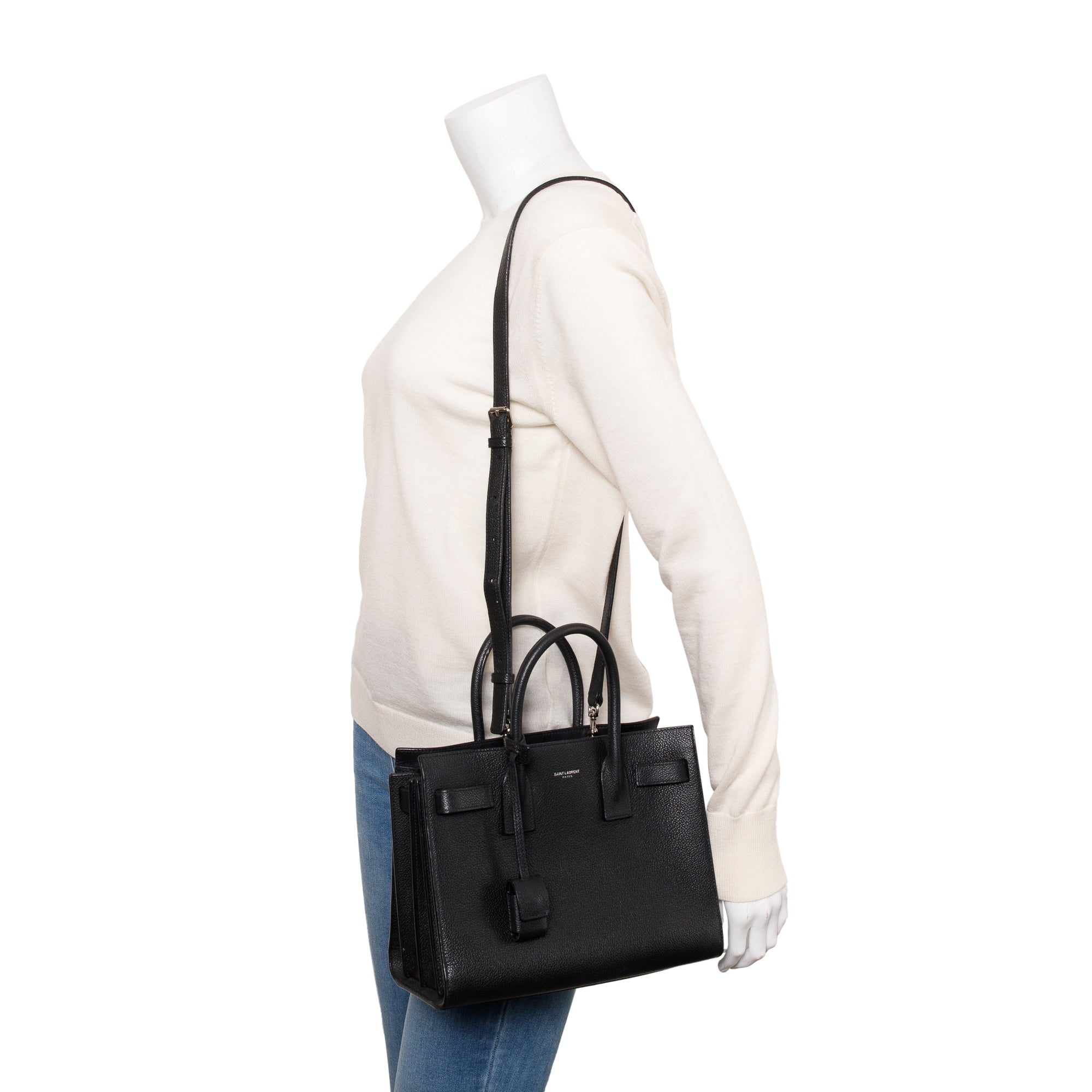 Saint Laurent Black Grained Leather Baby Sac De Jour