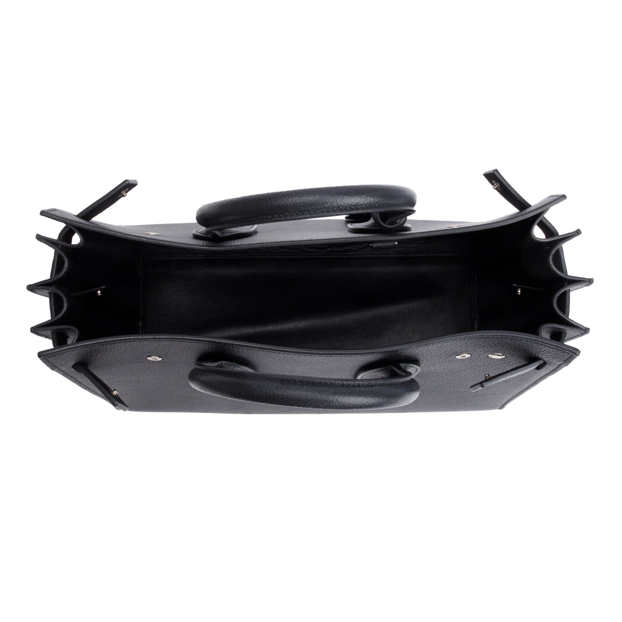 Saint Laurent Black Grained Leather Small Sac De Jour w/ Strap