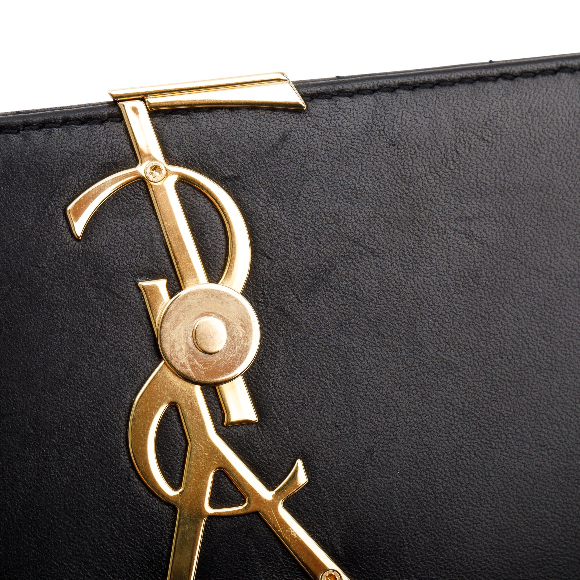 Saint Laurent Black Lambskin Matelasse Medium Monogram Vicky Chain Bag