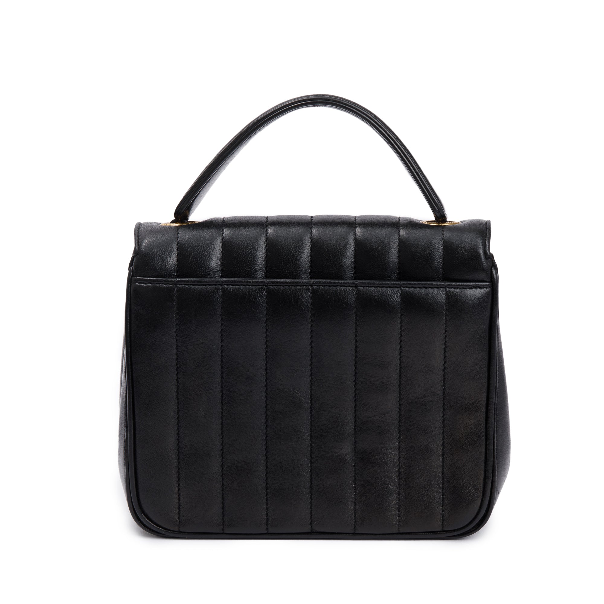 Saint Laurent Black Lambskin Matelasse Medium Monogram Vicky Chain Bag